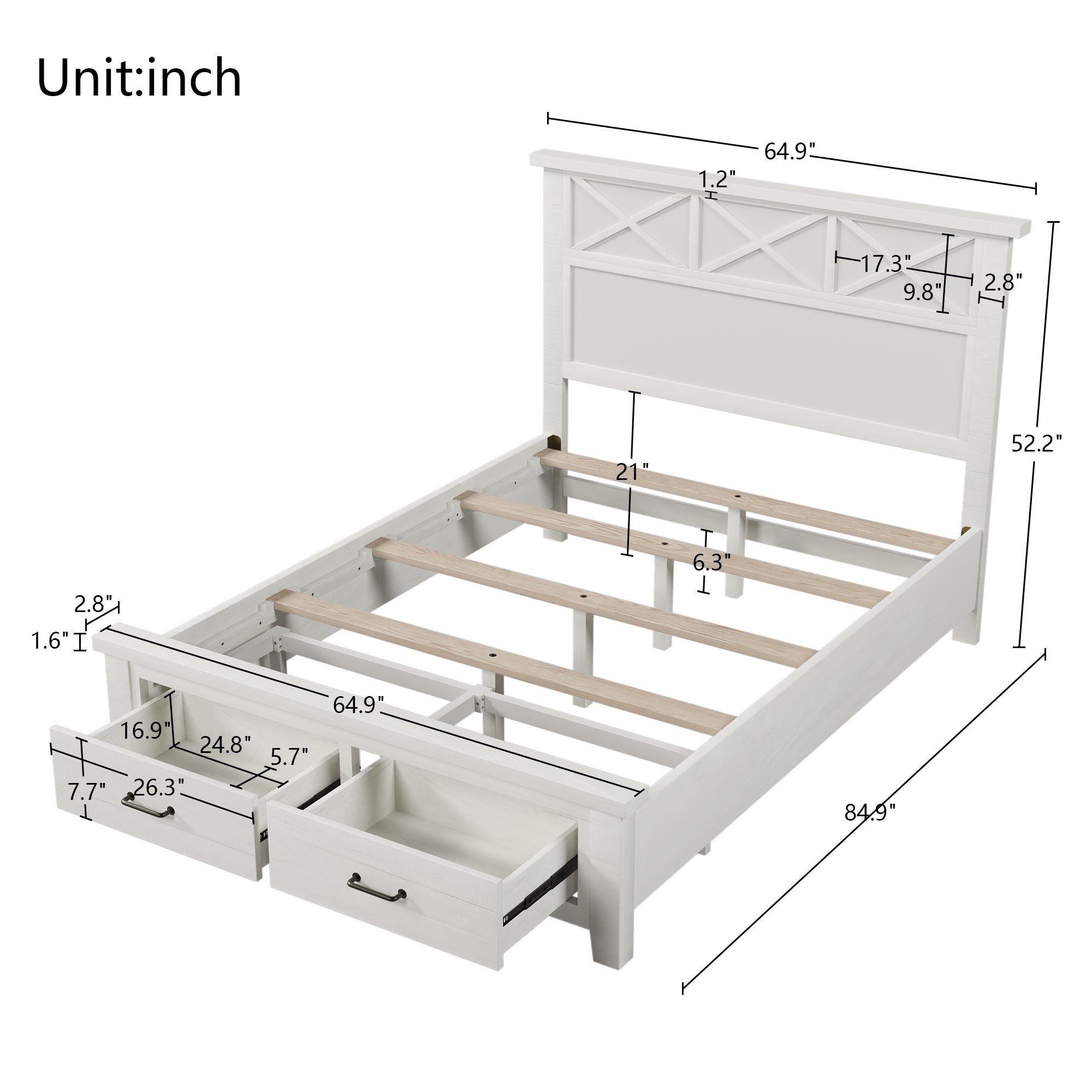 Queen Storage Panel Bed with Two Drawers