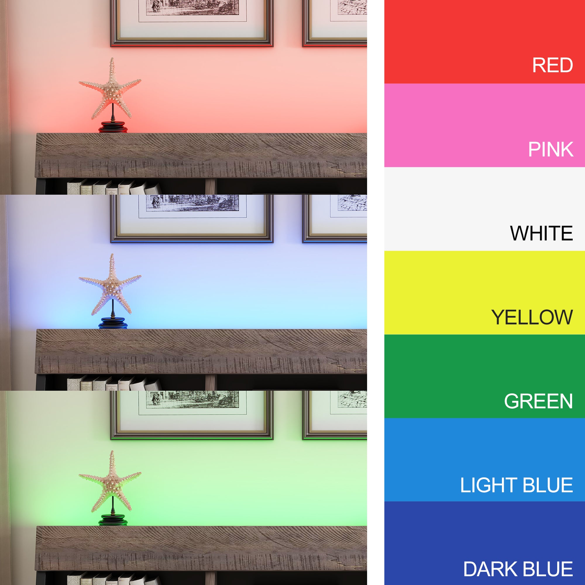 Queen Bed Frame with Bookshelf and LED Lights and USB Port