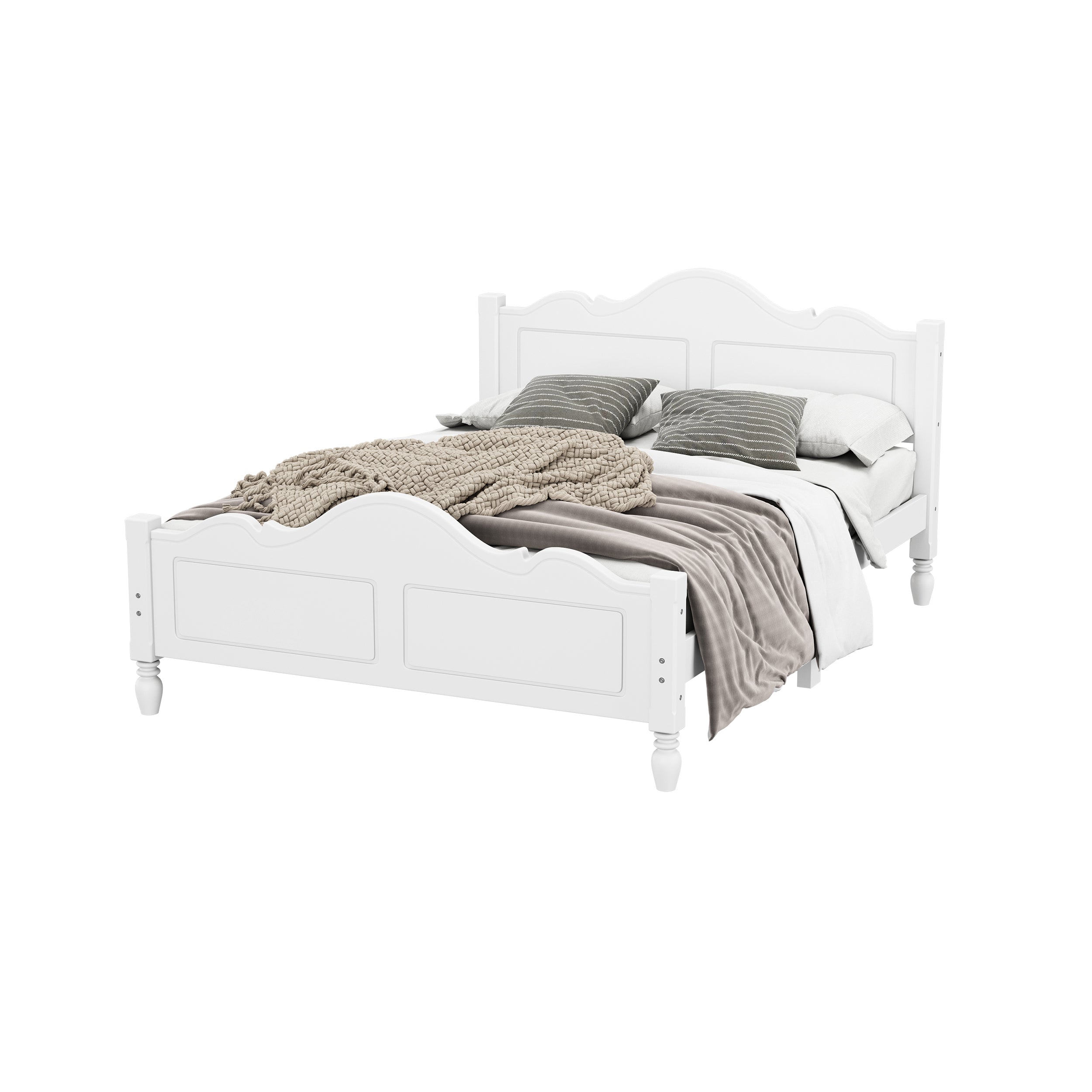 Queen Size Modern Wooden Platform Bed with Headboard