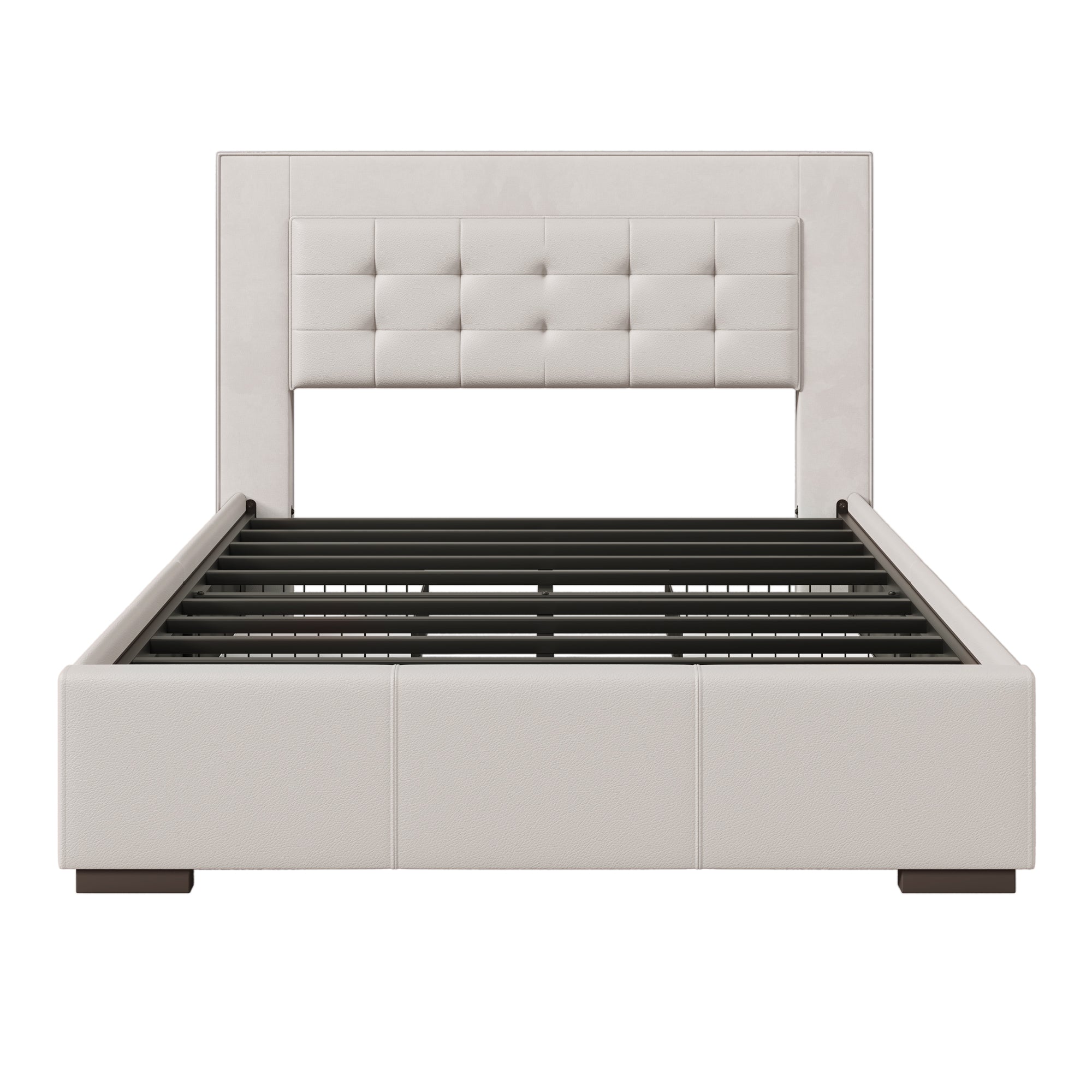 Upholstered Queen Platform Bed Frame with Four Drawers