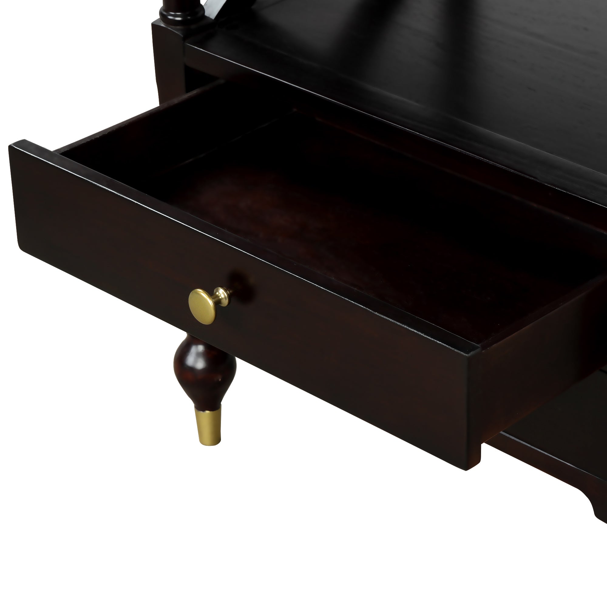 2-Drawer Solid Wood Nightstand in Espresso