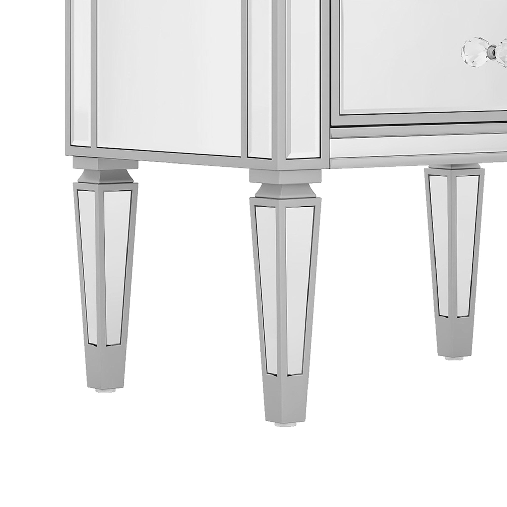 2-Drawer Glass Nightstand in Silver