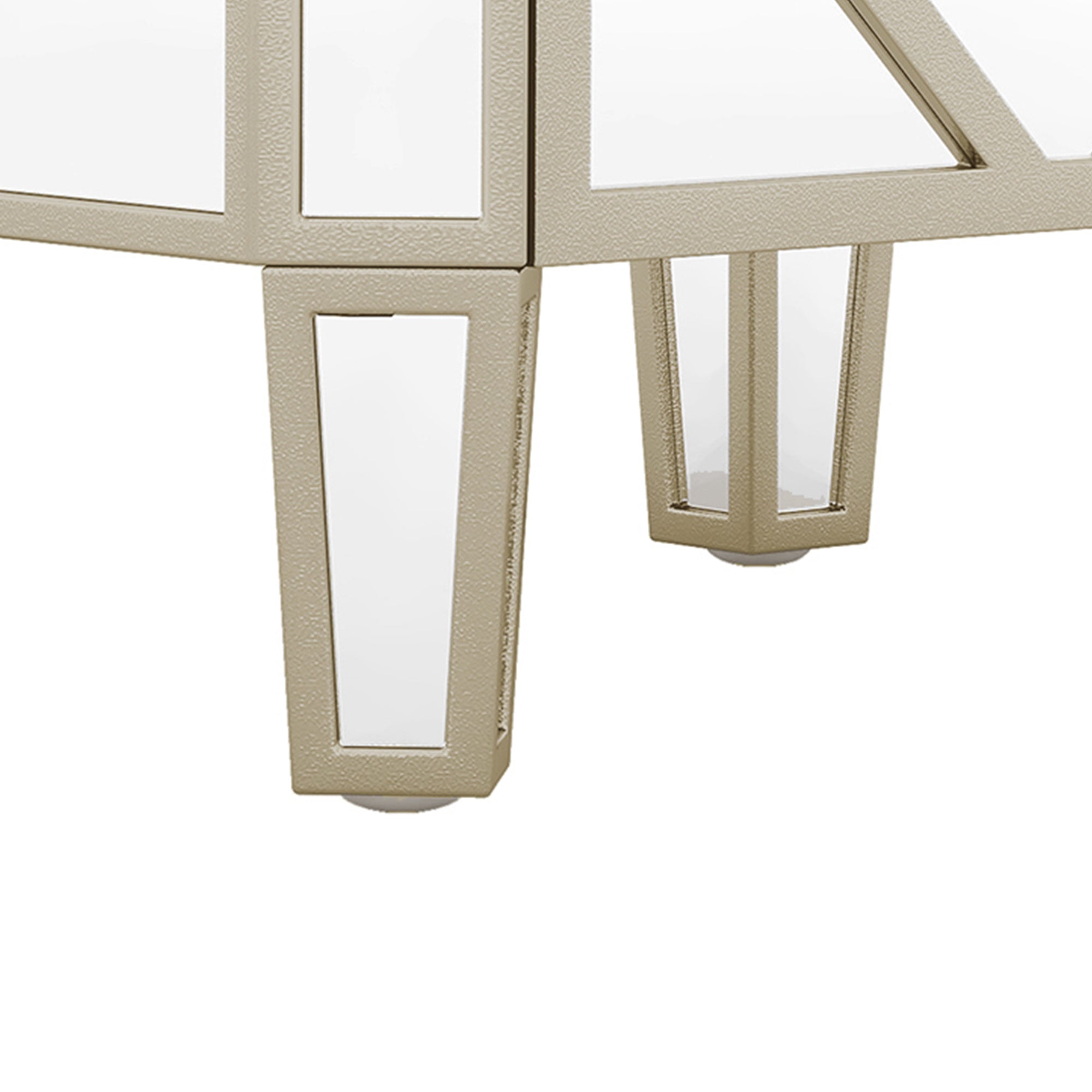 2-Drawer Glass Nightstand in Silver with Golden Lines