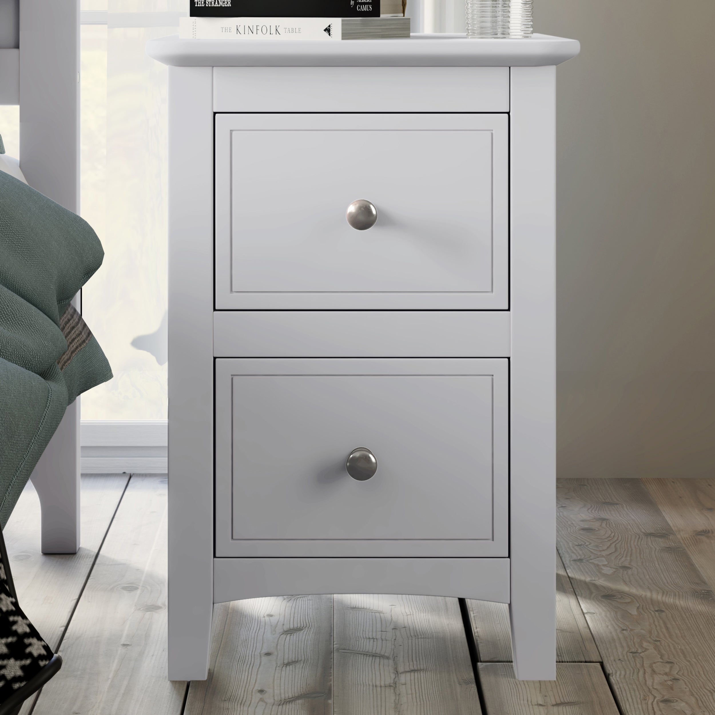 2-Drawer Solid Wood Nightstand End Table