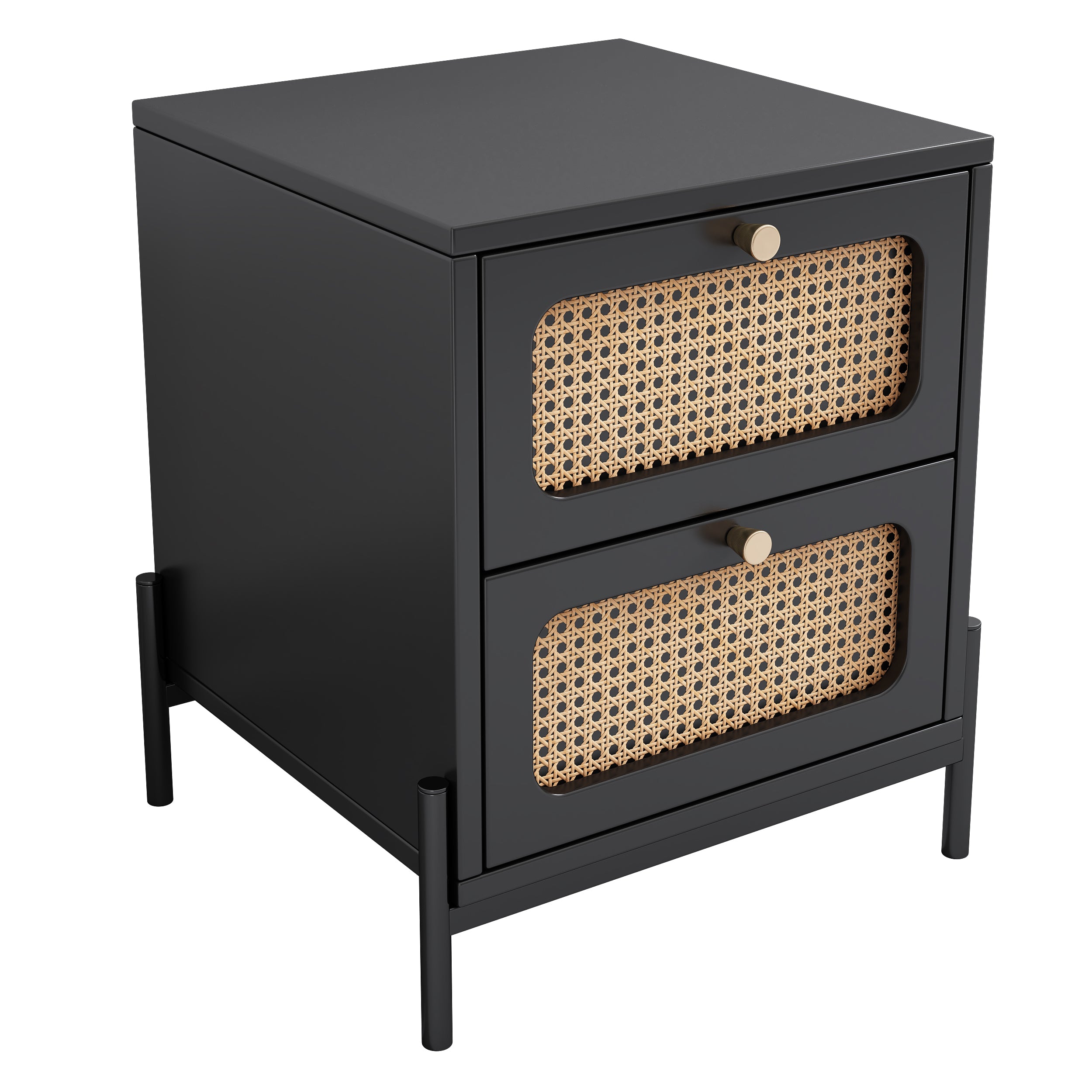 22" Tall 2-Drawer Wood Nightstand