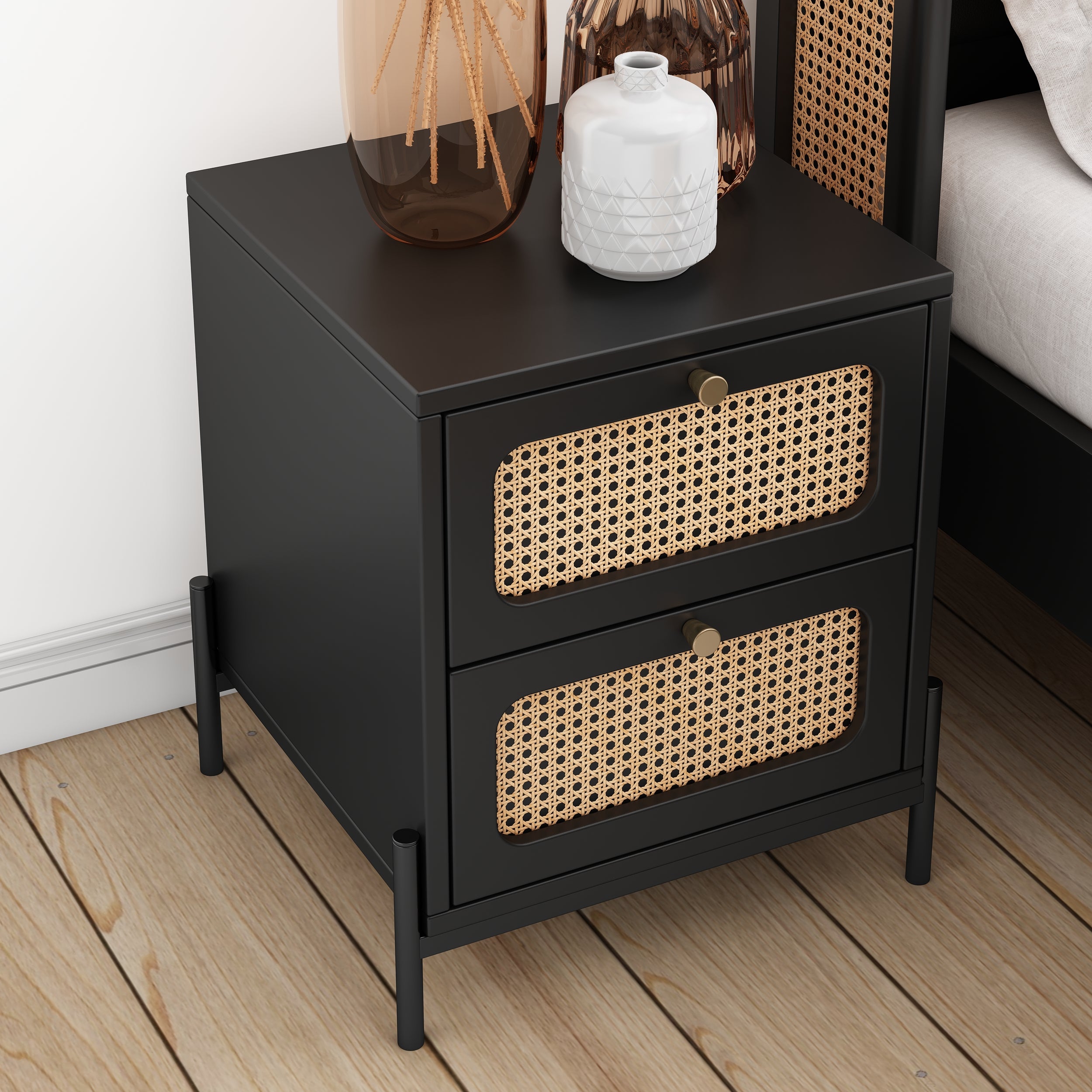 22" Tall 2-Drawer Wood Nightstand