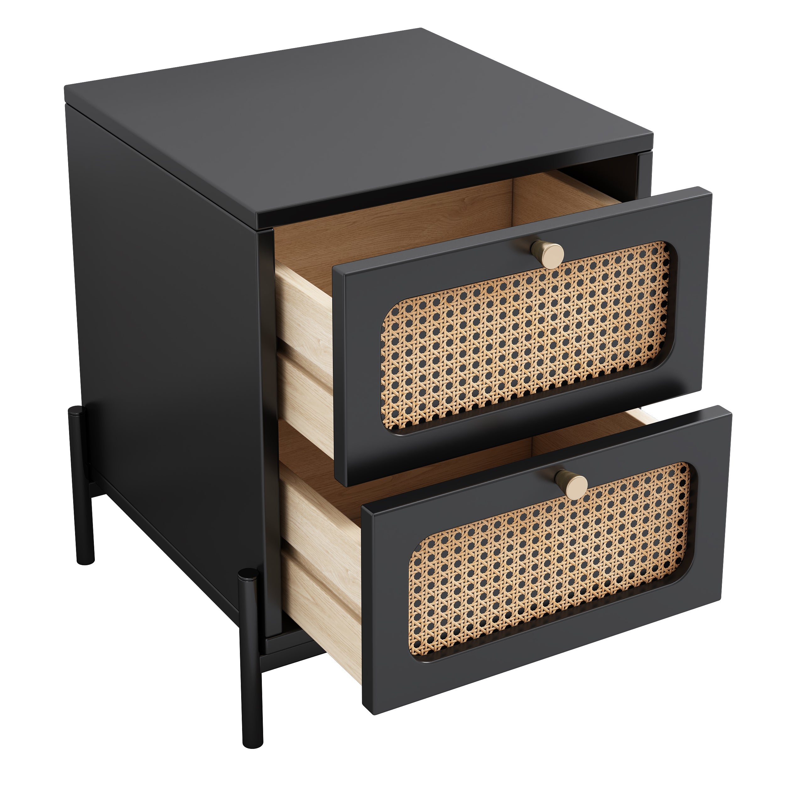 22" Tall 2-Drawer Wood Nightstand