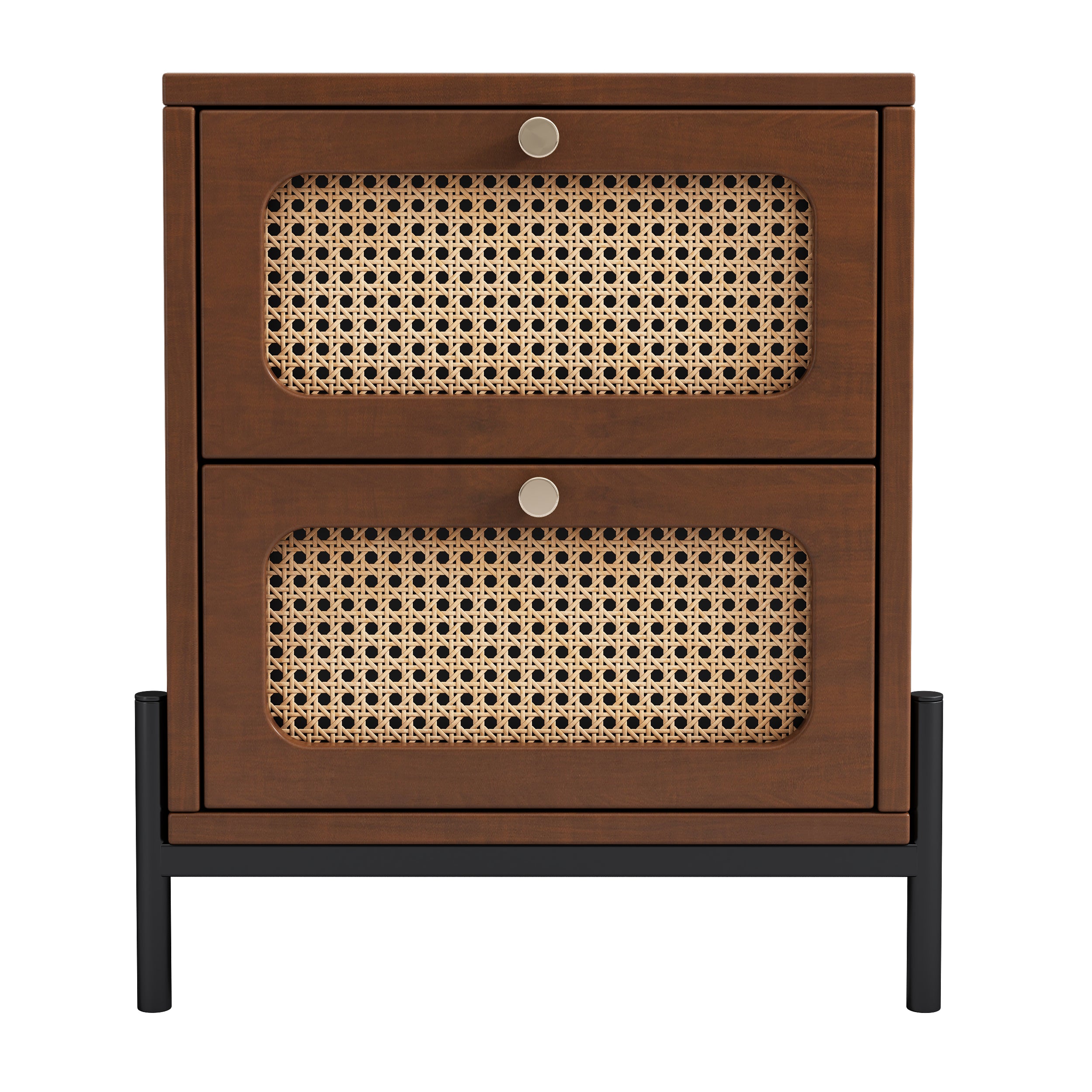22" Tall 2-Drawer Wood Nightstand