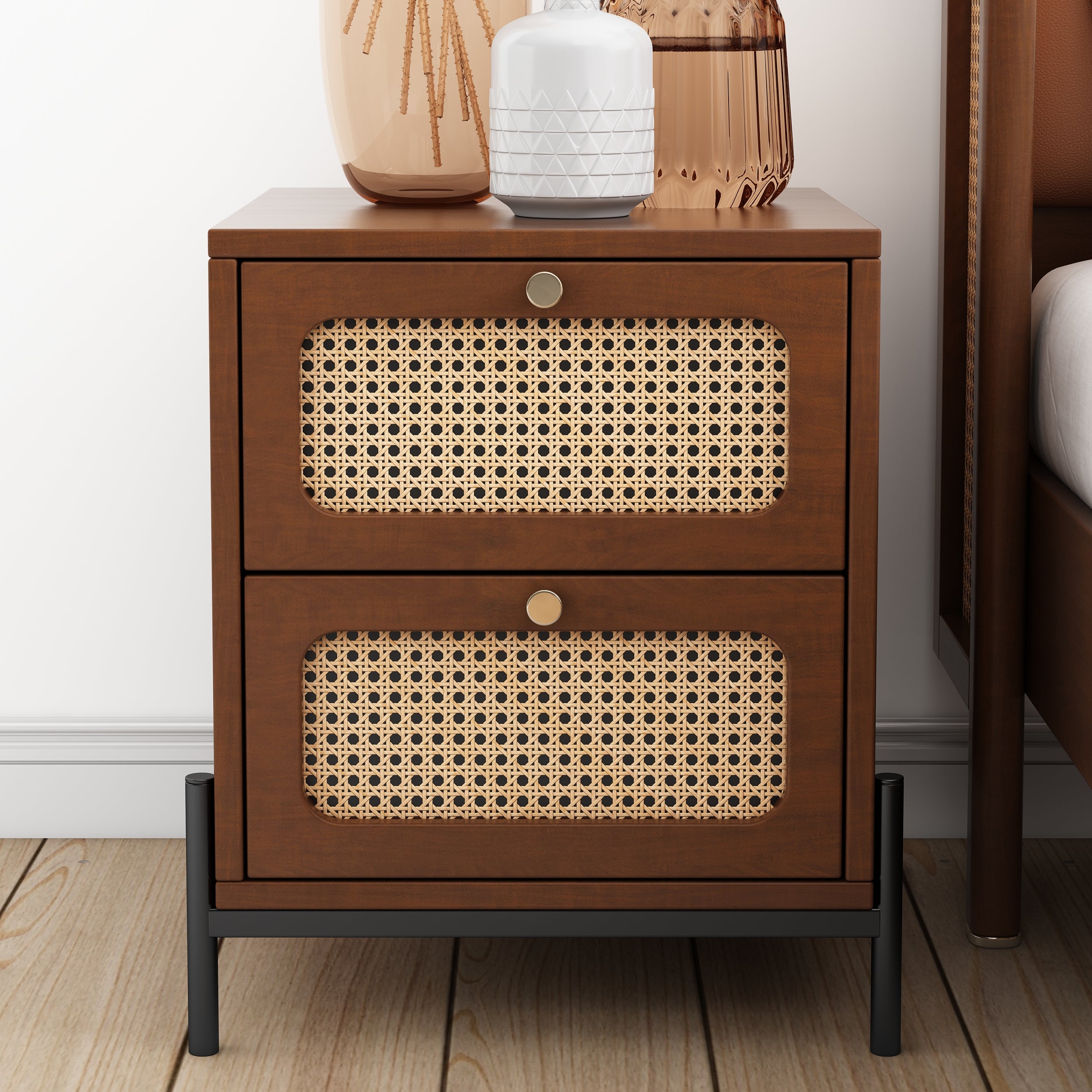 22" Tall 2-Drawer Wood Nightstand