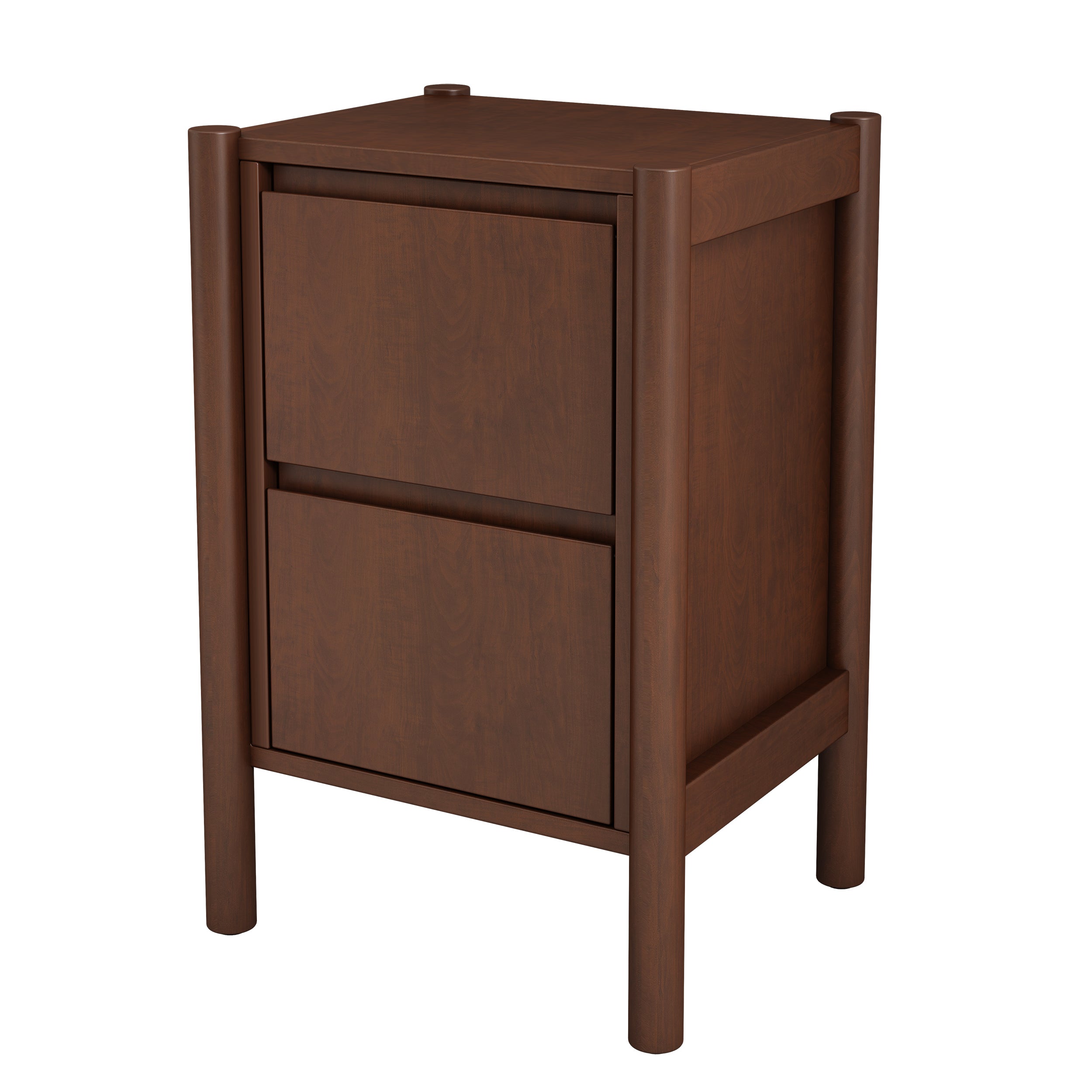 2-Drawer Wood Nightstand in Walnut