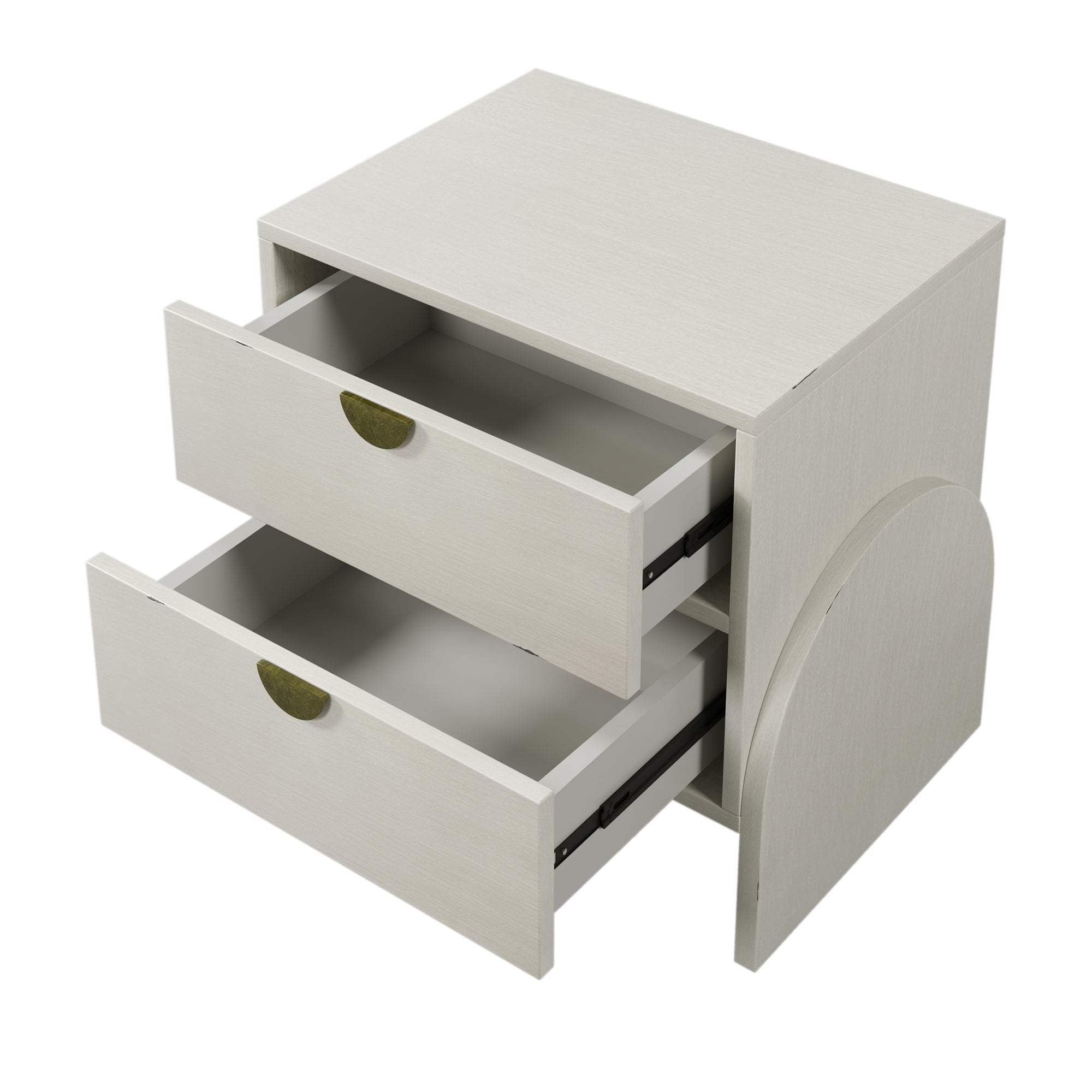 2-Drawer Solid Wood and MDF Nightstand in Antique White