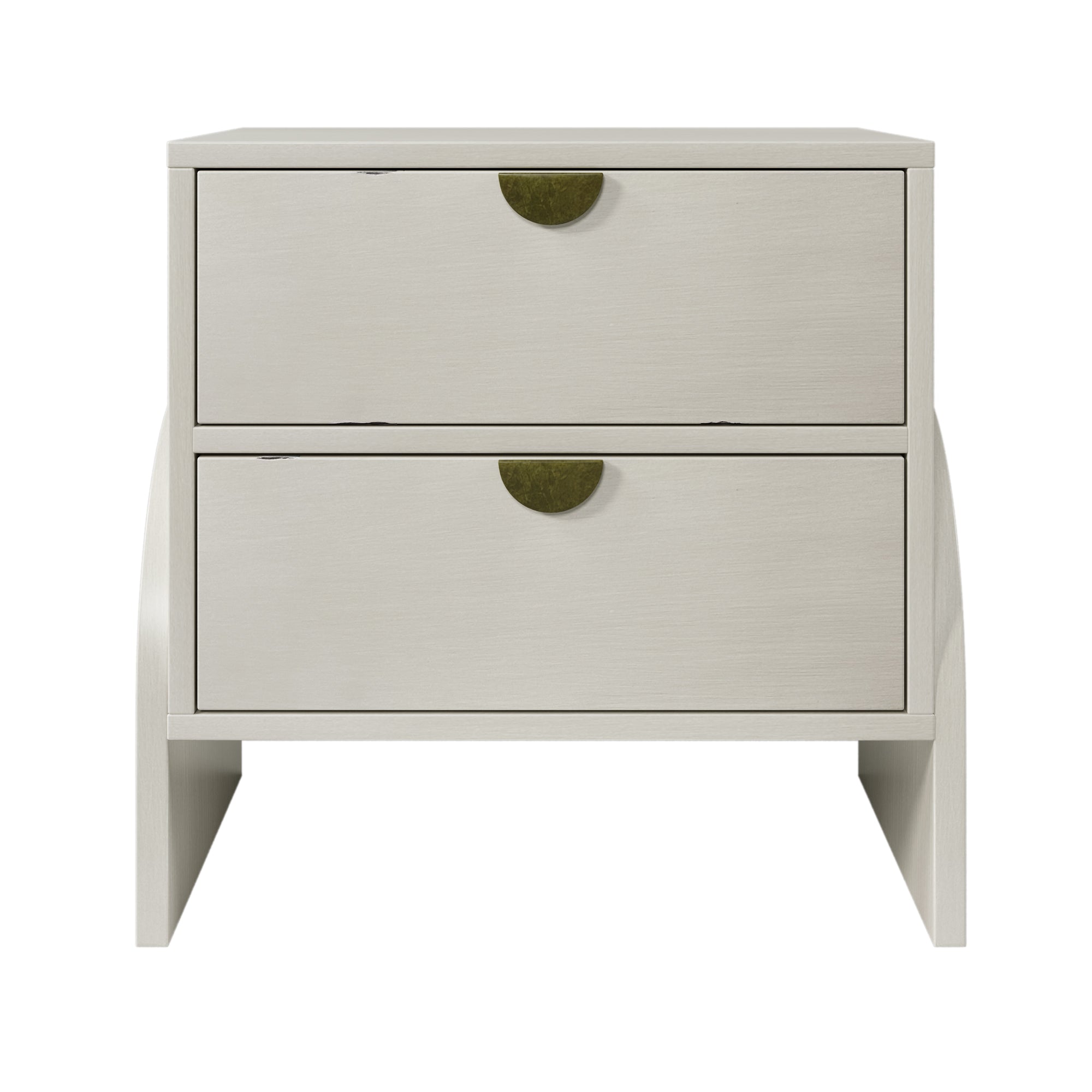 2-Drawer Solid Wood and MDF Nightstand in Antique White