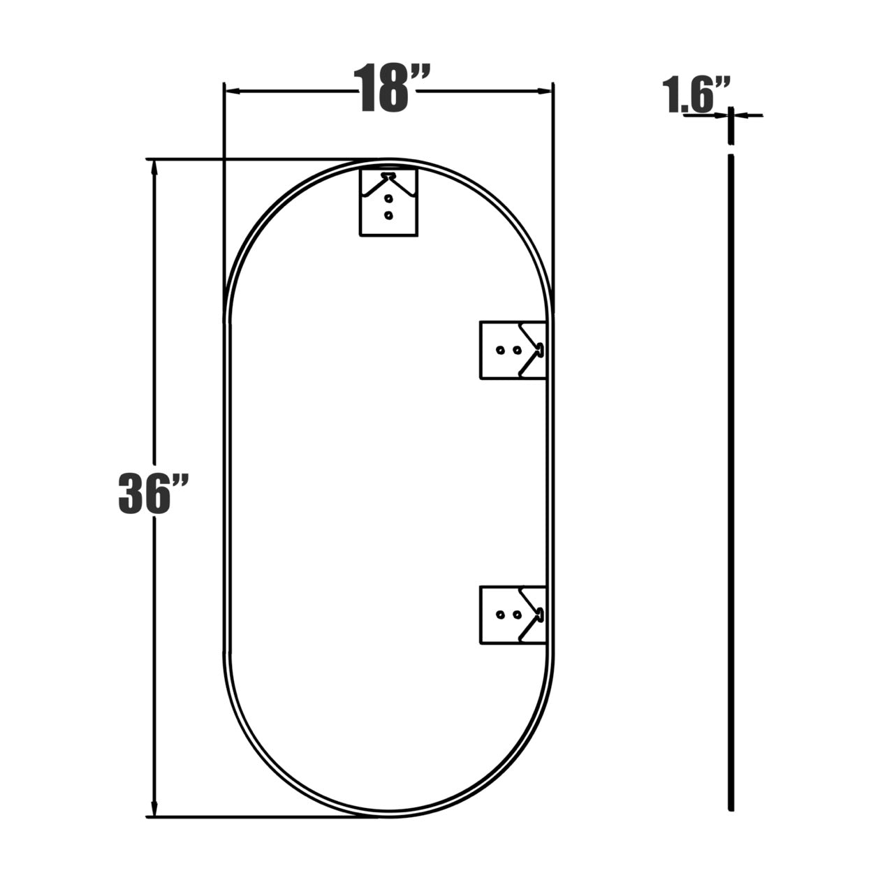 36 in. W x 18 in. H Metal Frame Wall Mounted Bathroom Vanity Mirror