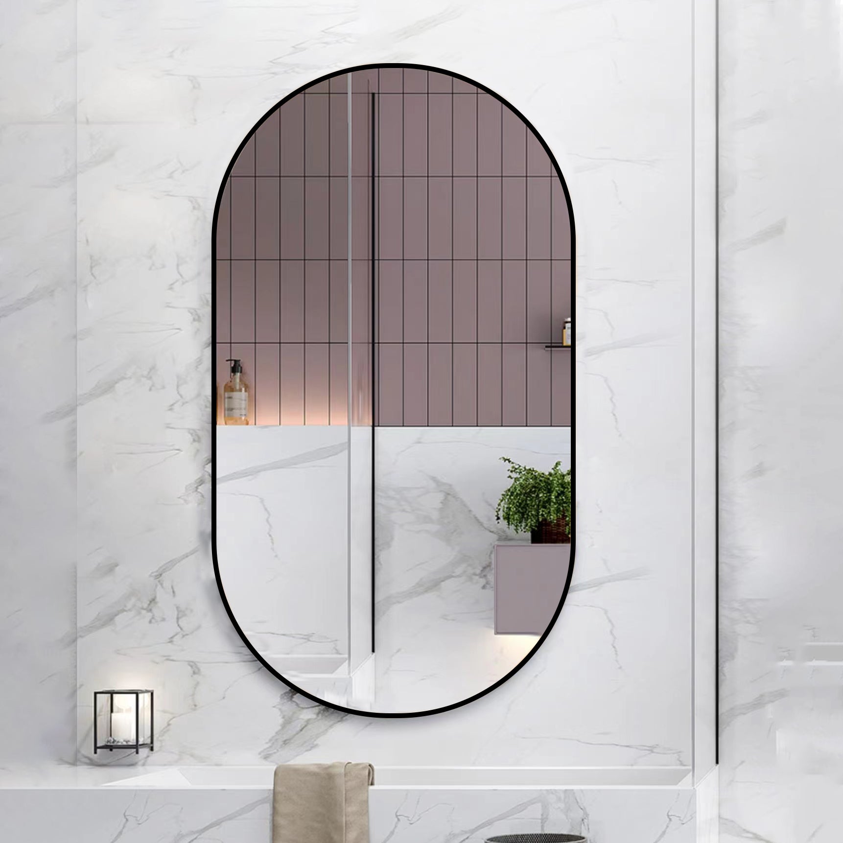 36 in. W x 18 in. H Metal Frame Wall Mounted Bathroom Vanity Mirror