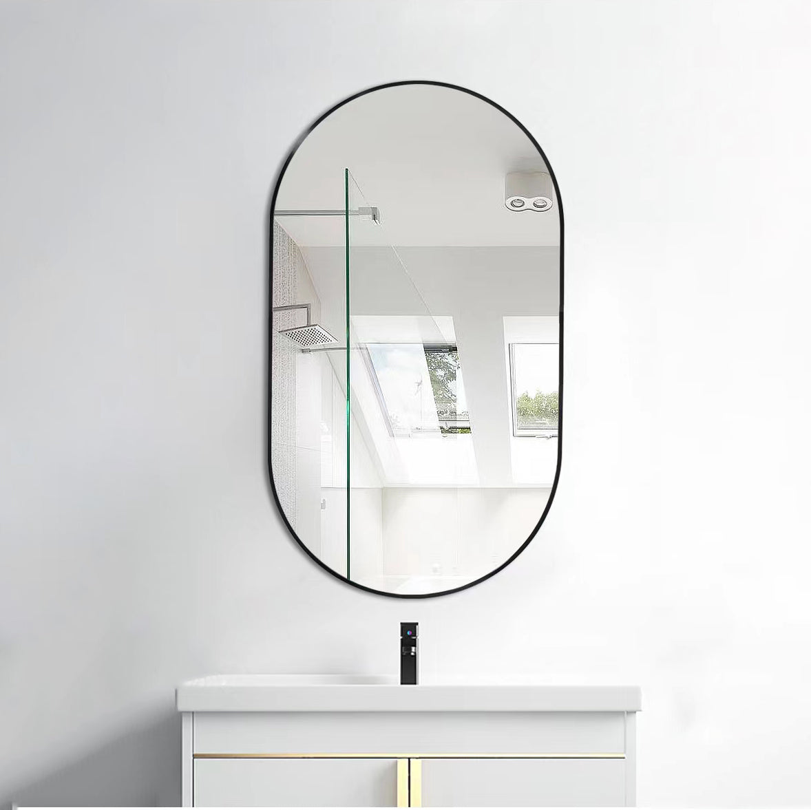 36 in. W x 18 in. H Metal Frame Wall Mounted Bathroom Vanity Mirror
