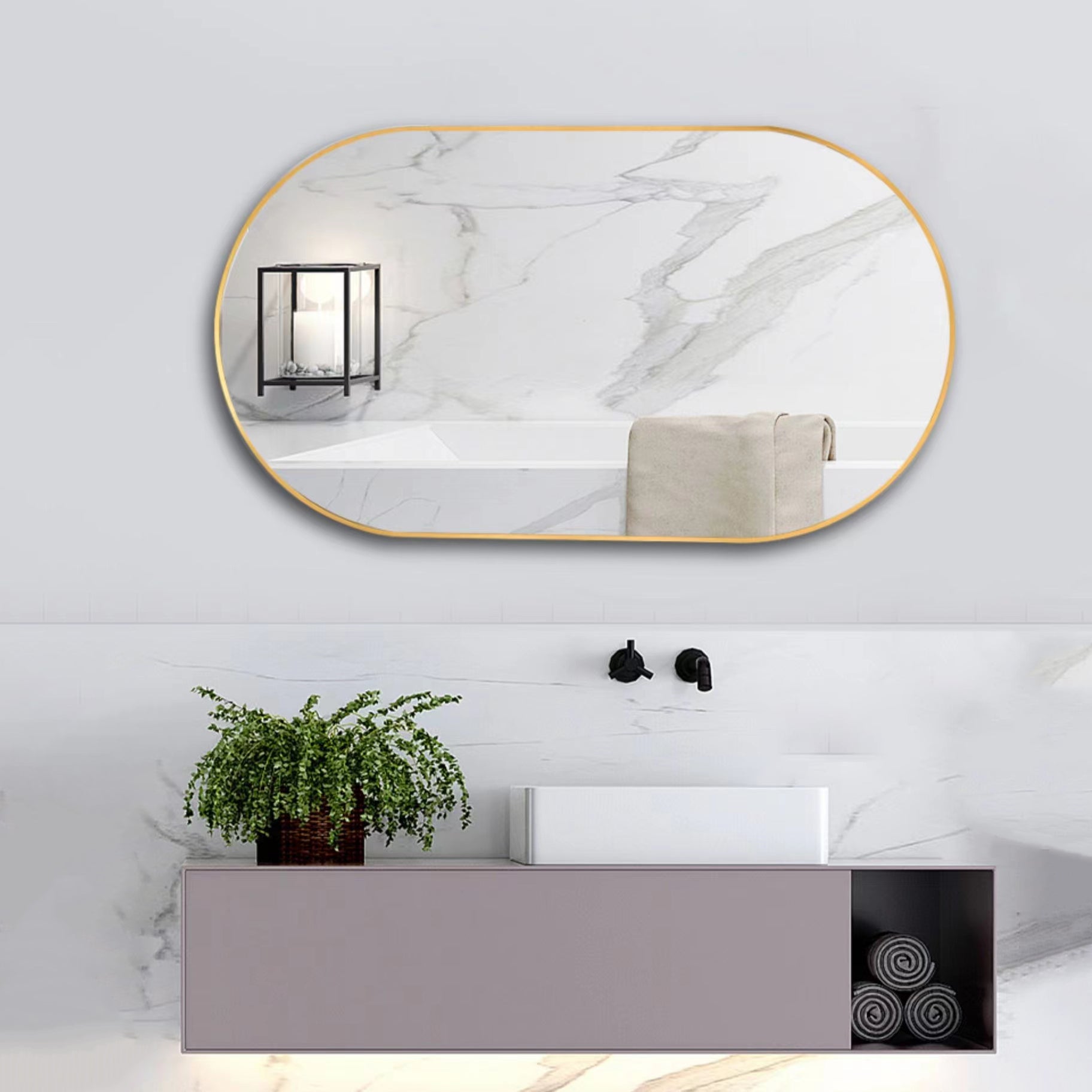 36 in. W x 18 in. H Metal Frame Wall Mounted Bathroom Vanity Mirror