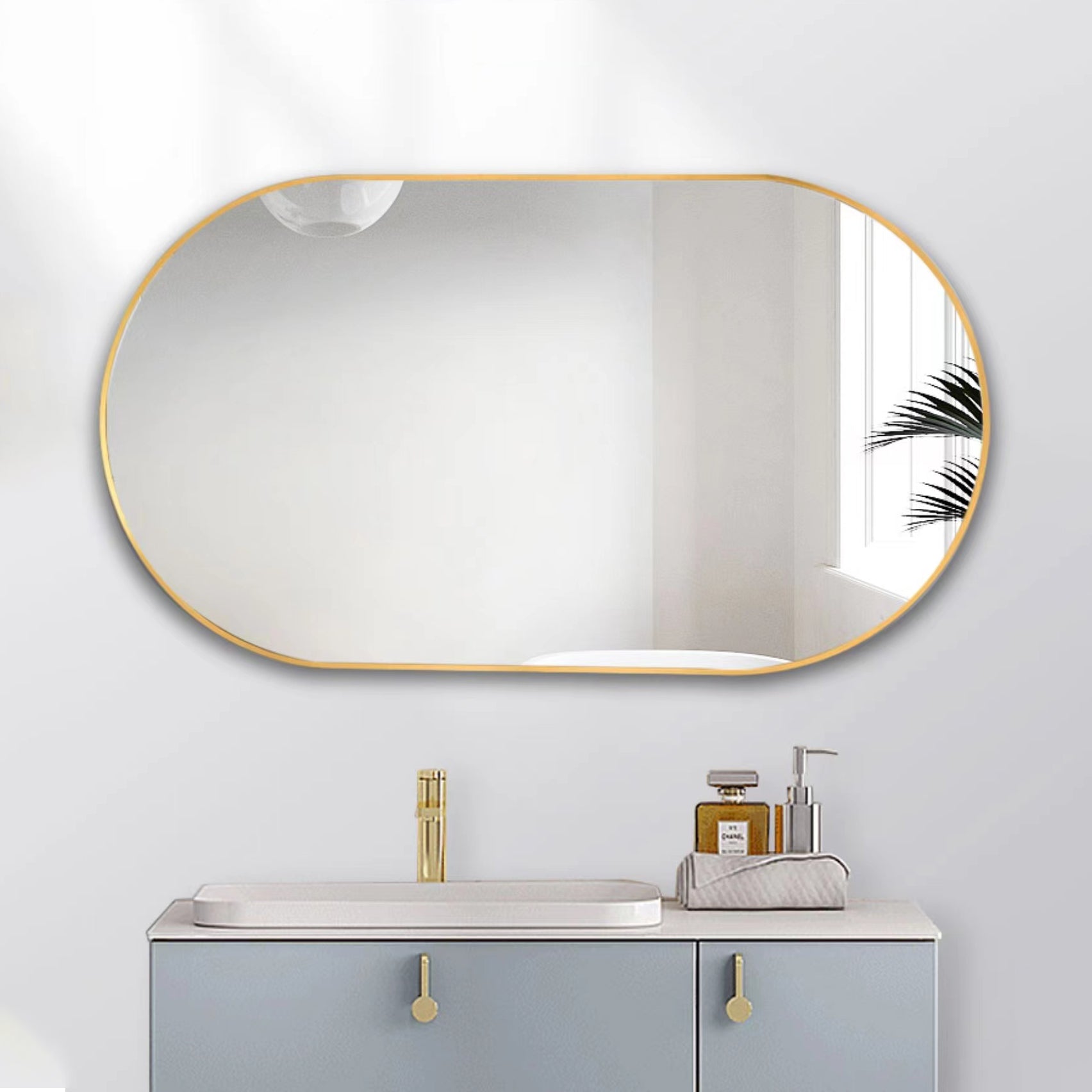 36 in. W x 18 in. H Metal Frame Wall Mounted Bathroom Vanity Mirror