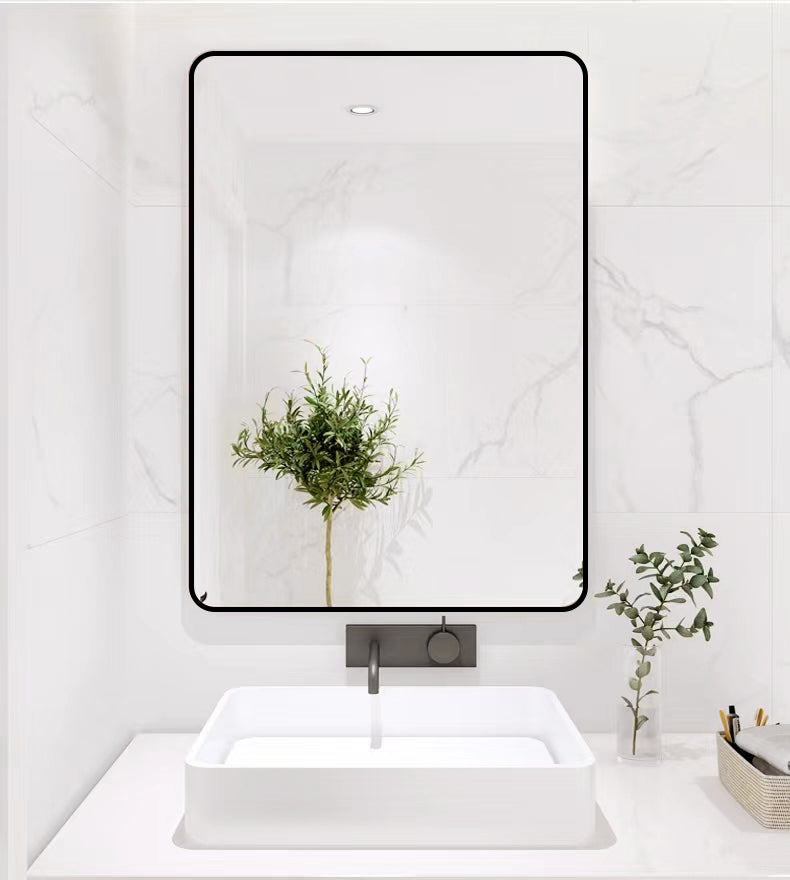 24 in. W x 32 in. H Rectangular Metal Framed Wall Bathroom Vanity Mirror
