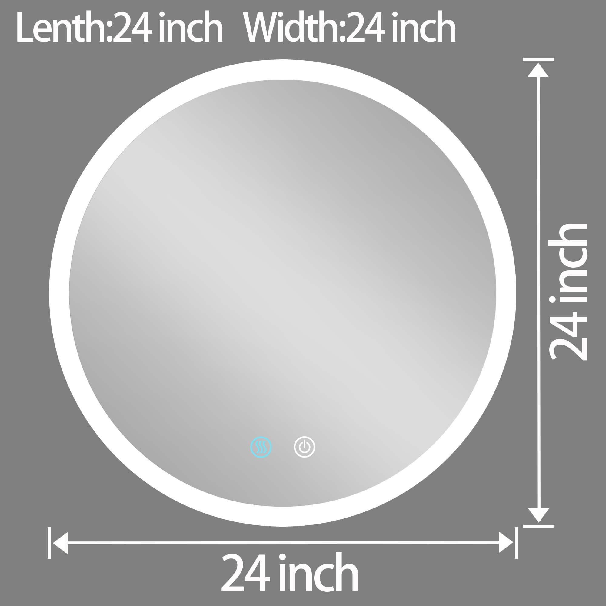 24 in. W x 24 in. H Round Framless LED Wall Bathroom Vanity Mirror in Natural