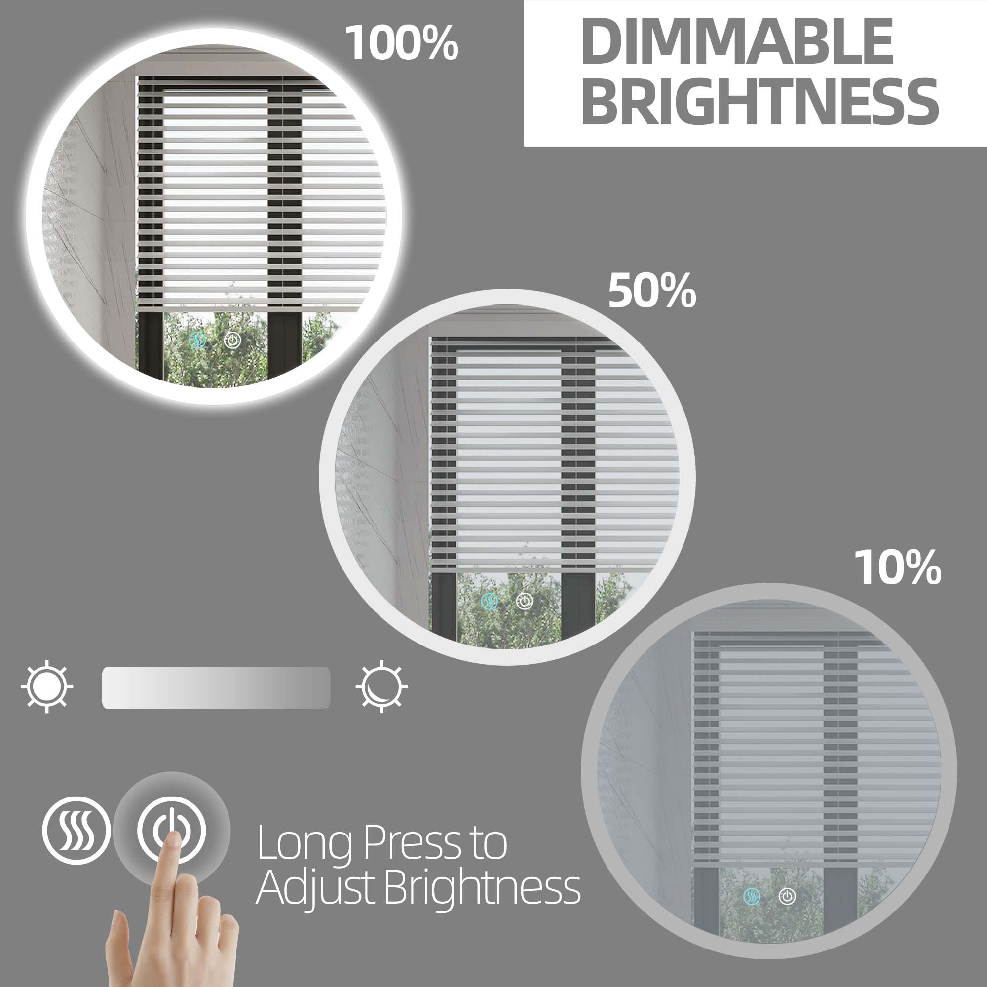 24 in. W x 24 in. H Round Framless LED Wall Bathroom Vanity Mirror in Natural