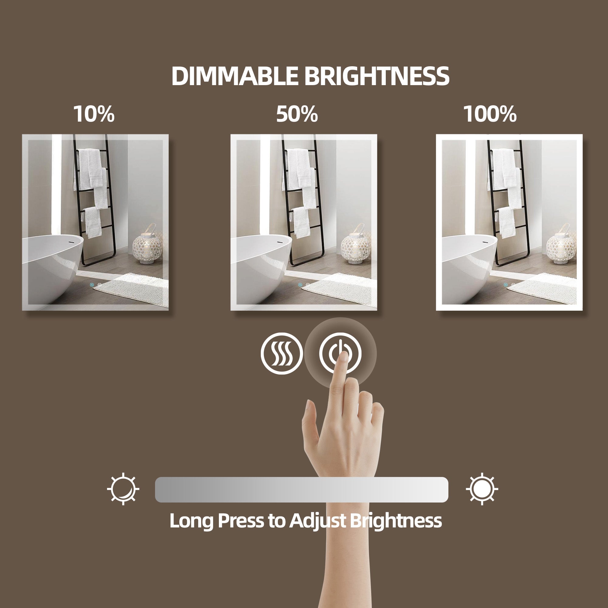 30 in. W x 36 in. H Rectangular Framless LED Wall Bathroom Vanity Mirror in Natural