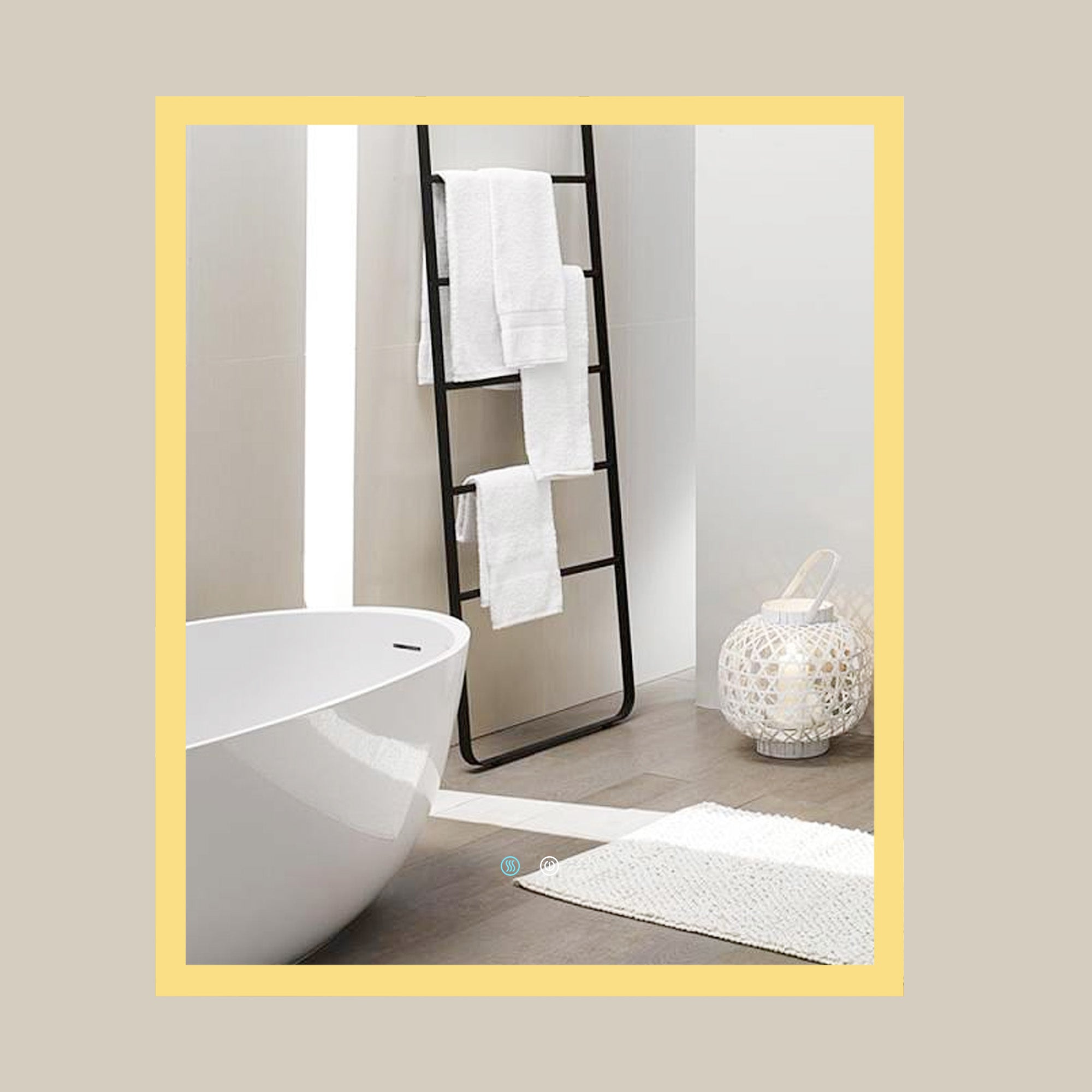 30 in. W x 36 in. H Rectangular Framless LED Wall Bathroom Vanity Mirror in Natural