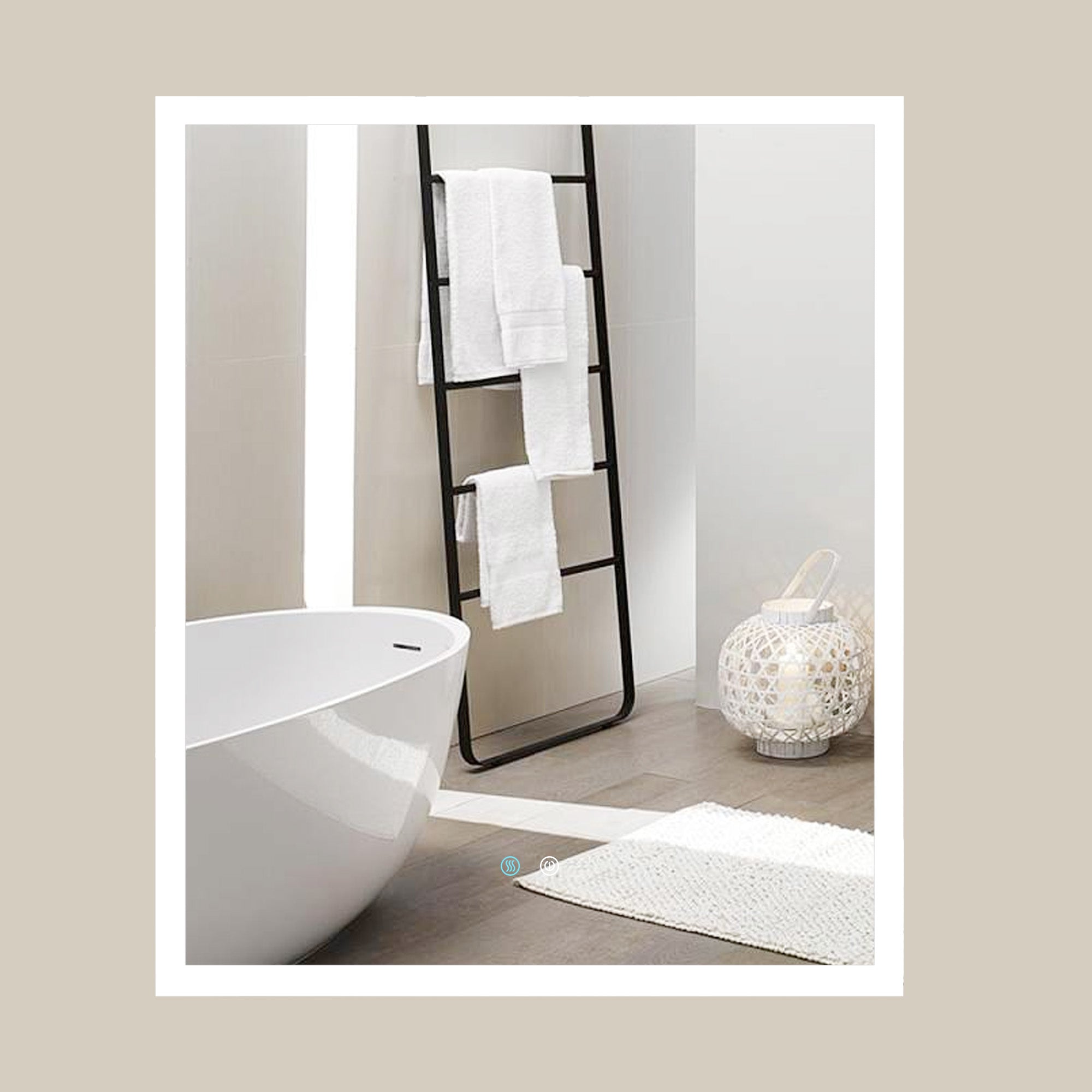 30 in. W x 36 in. H Rectangular Framless LED Wall Bathroom Vanity Mirror in Natural