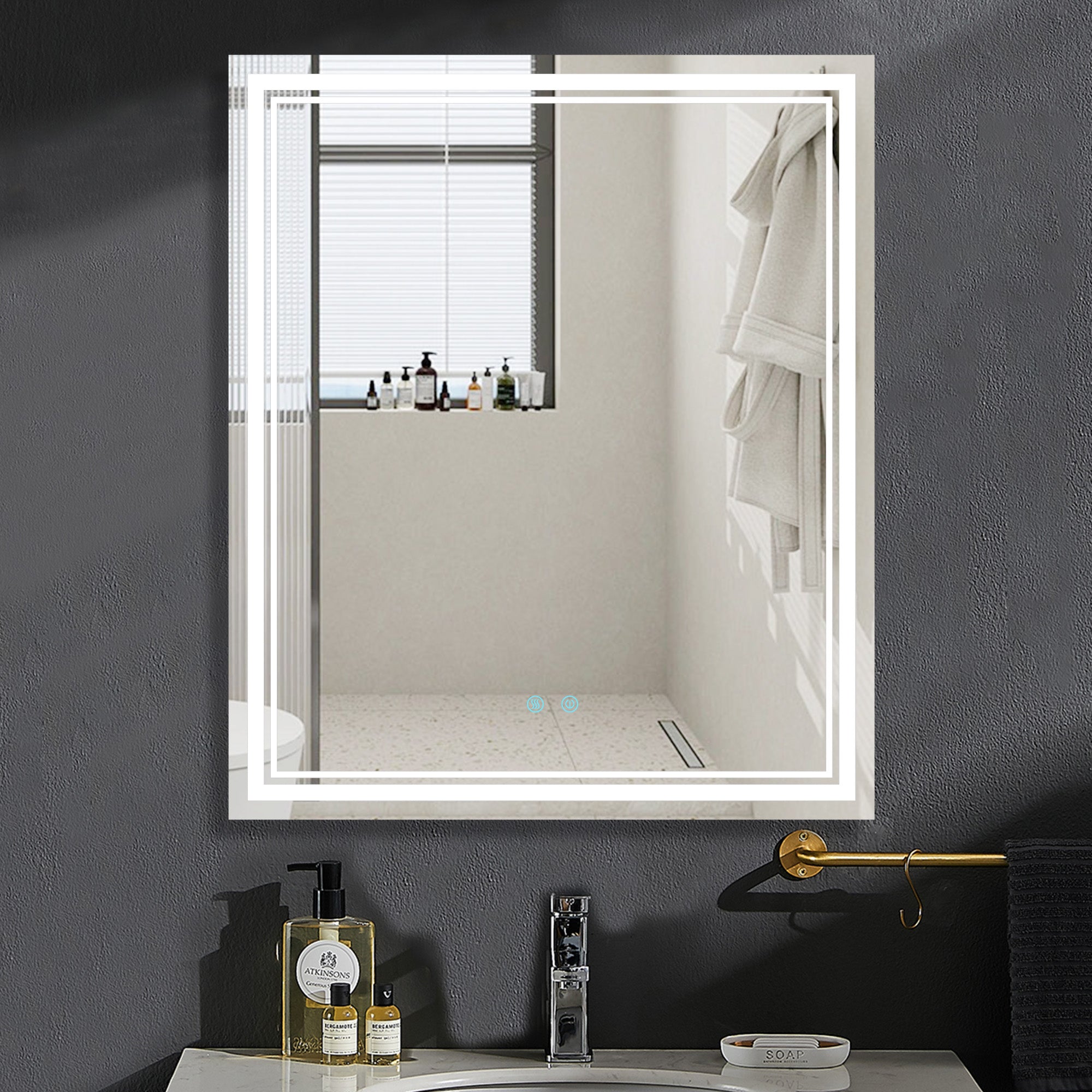30/36/60 in.  Rectangular Frameless LED Anti-Fog Wall Bathroom Vanity Mirror in Natural