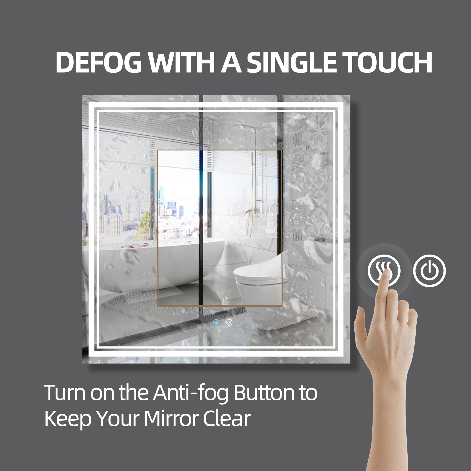30/36/60 in. Rectangular Frameless LED Anti-Fog Wall Bathroom Vanity Mirror in Natural