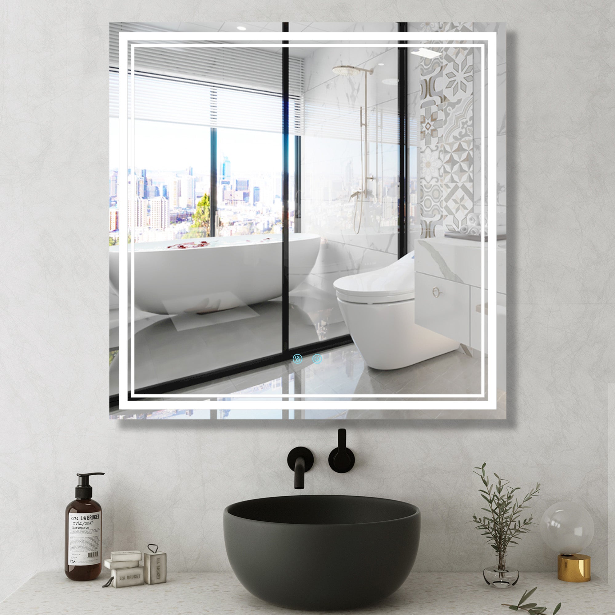 30/36/60 in. Rectangular Frameless LED Anti-Fog Wall Bathroom Vanity Mirror in Natural