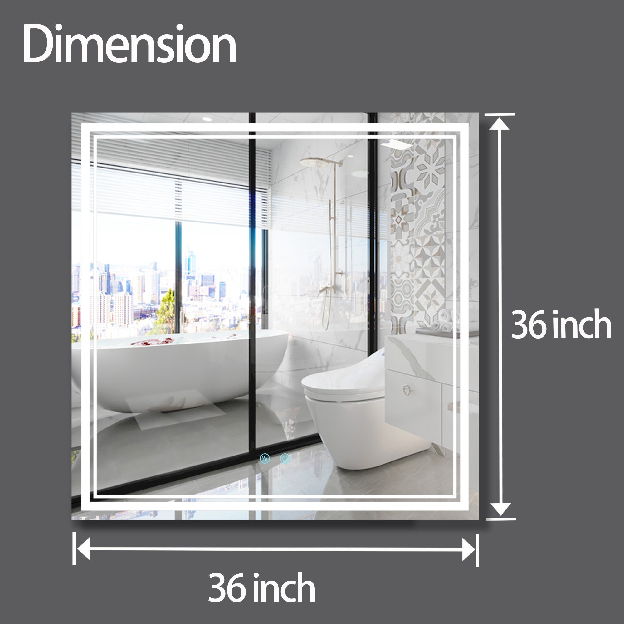 30/36/60 in. Rectangular Frameless LED Anti-Fog Wall Bathroom Vanity Mirror in Natural