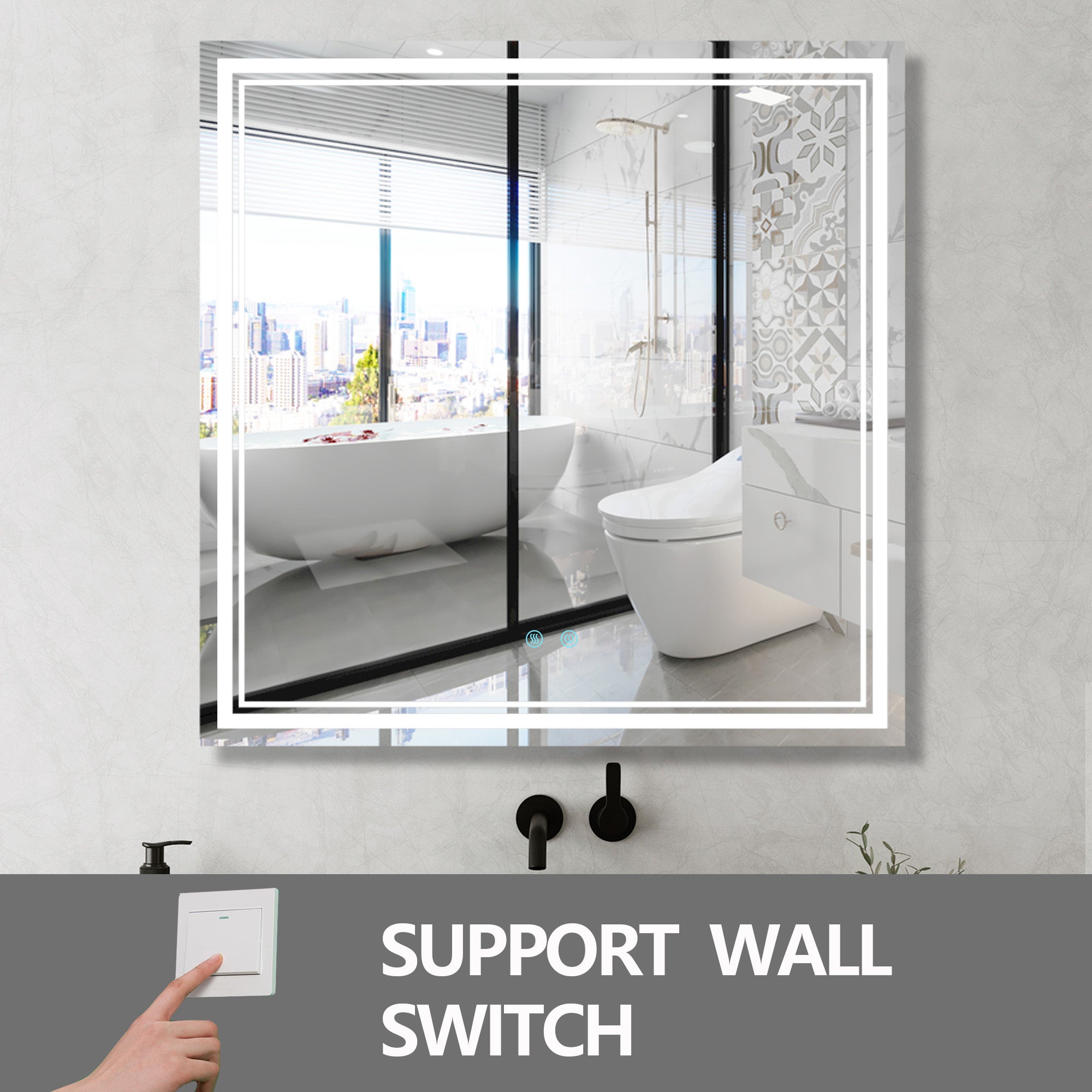 30/36/60 in. Rectangular Frameless LED Anti-Fog Wall Bathroom Vanity Mirror in Natural