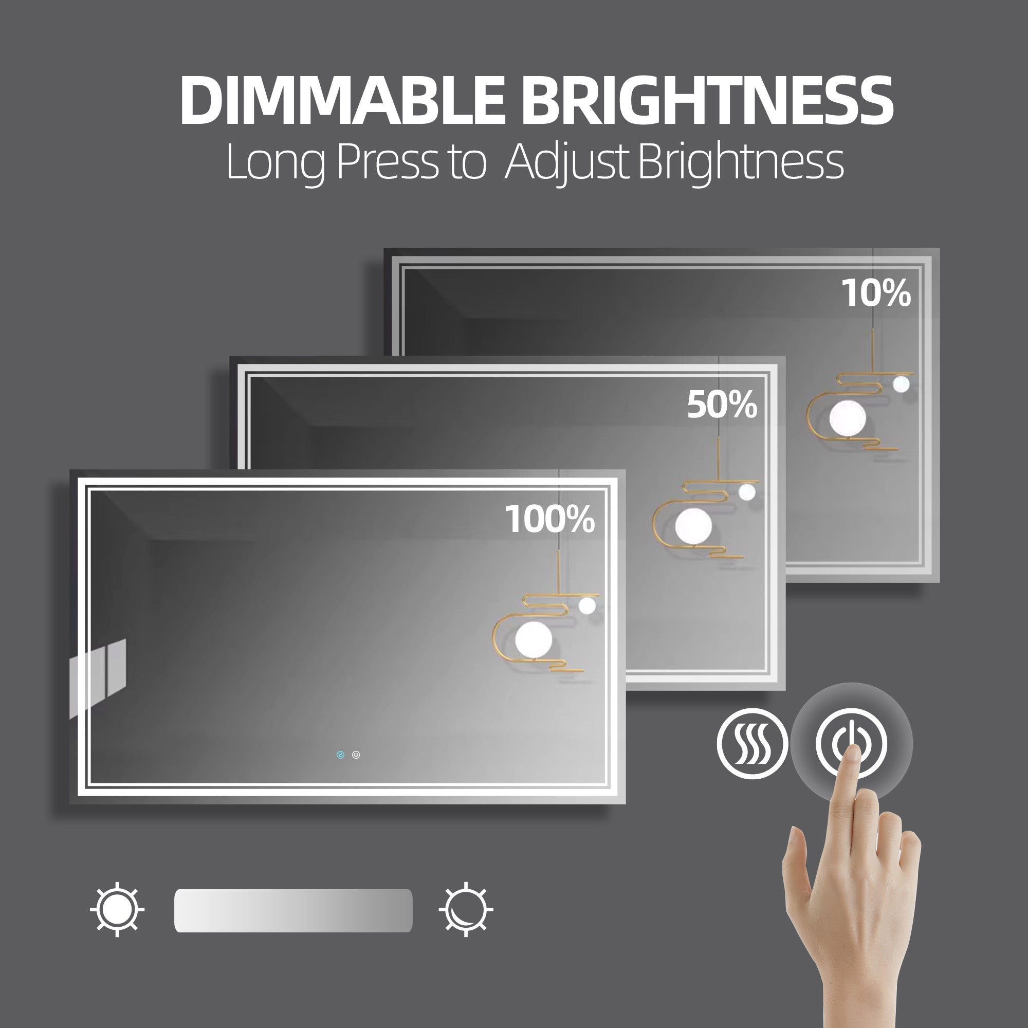 30/36/60 in. Rectangular Frameless LED Anti-Fog Wall Bathroom Vanity Mirror in Natural