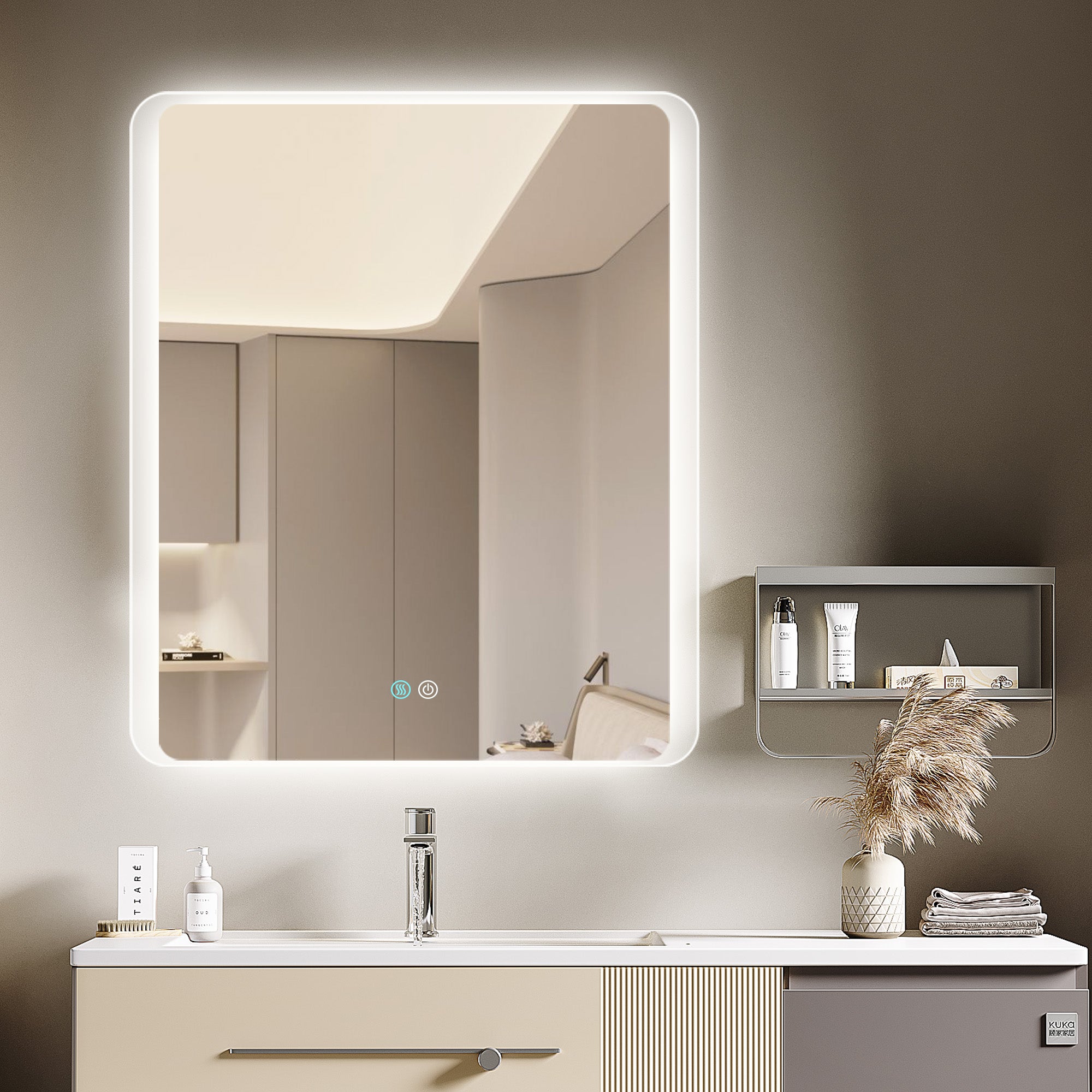 30/60 in. Rectangular Frameless LED Anti-Fog Wall Bathroom Vanity Mirror in Natural