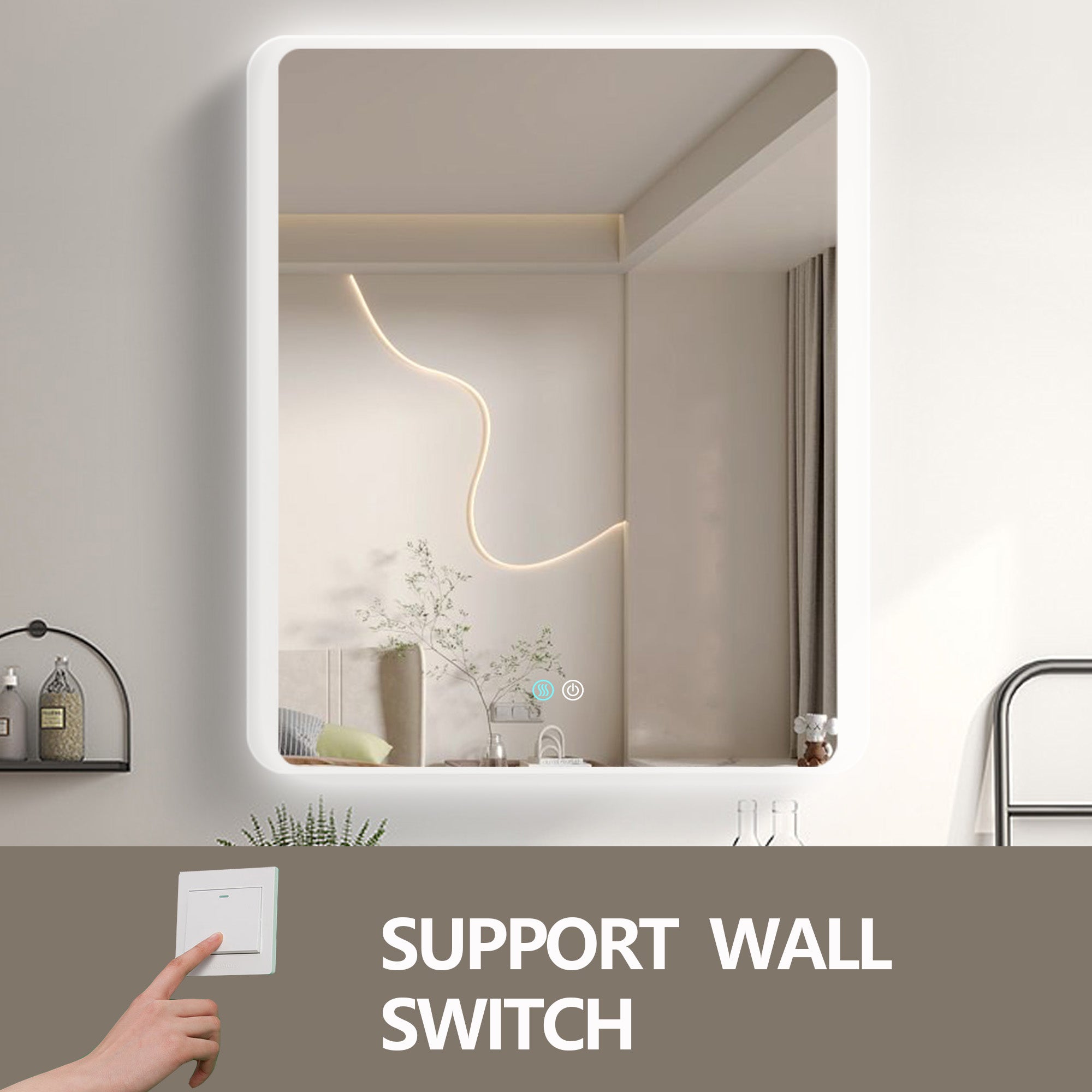 30/60 in. Rectangular Frameless LED Anti-Fog Wall Bathroom Vanity Mirror in Natural
