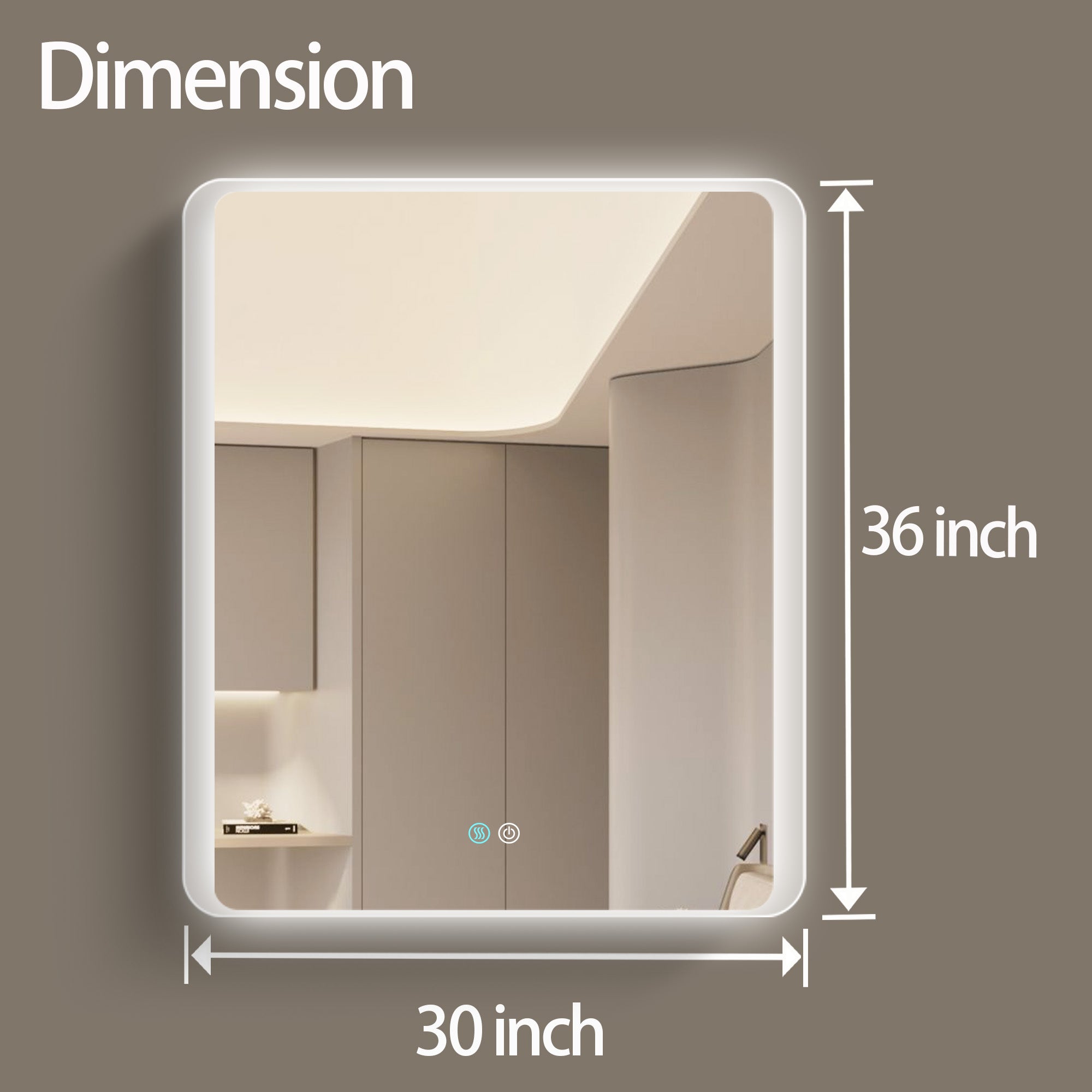 30/60 in. Rectangular Frameless LED Anti-Fog Wall Bathroom Vanity Mirror in Natural