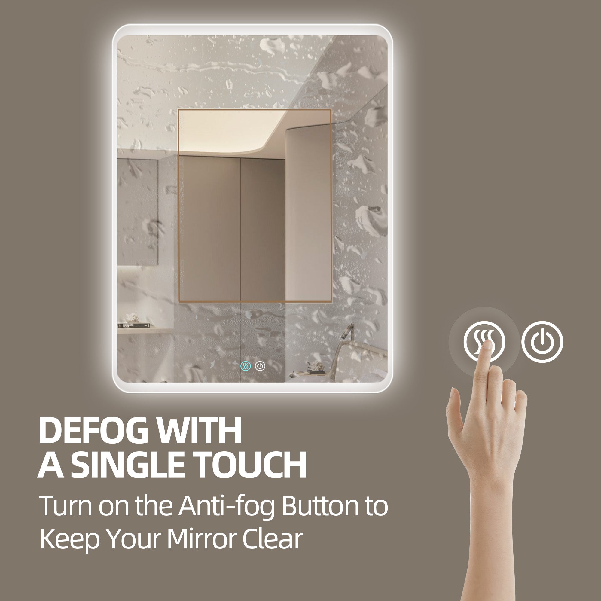 30/60 in. Rectangular Frameless LED Anti-Fog Wall Bathroom Vanity Mirror in Natural