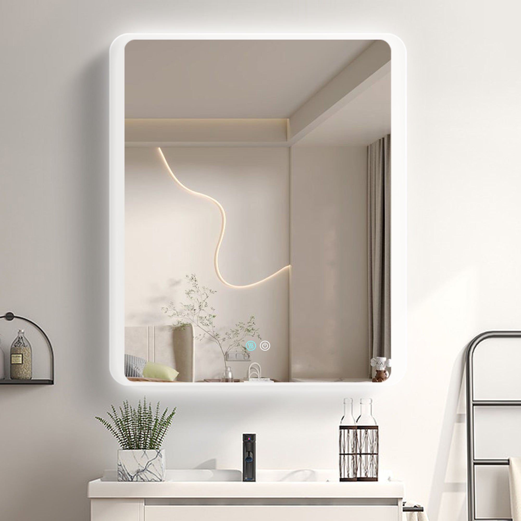 30/60 in. Rectangular Frameless LED Anti-Fog Wall Bathroom Vanity Mirror in Natural