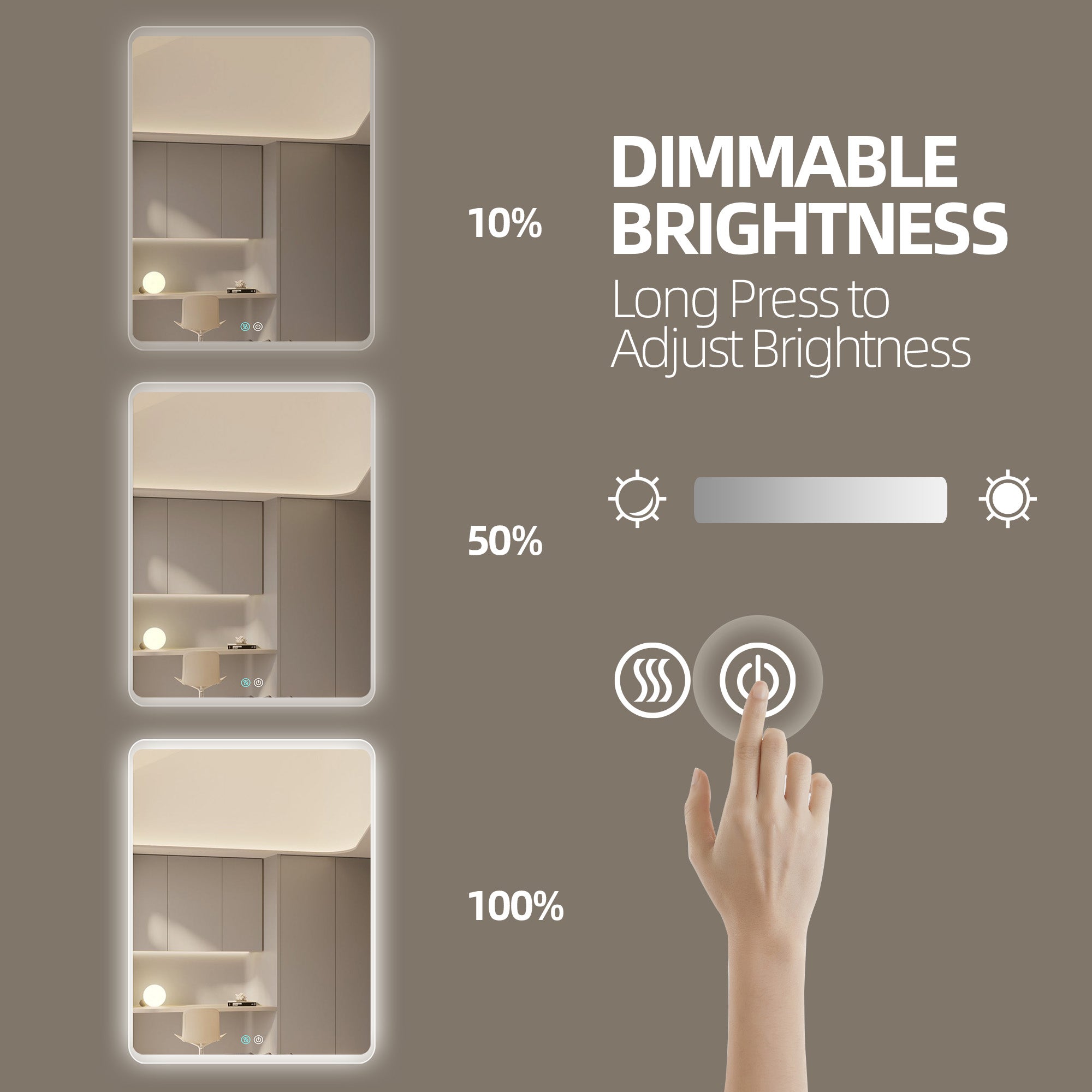 30/60 in. Rectangular Frameless LED Anti-Fog Wall Bathroom Vanity Mirror in Natural