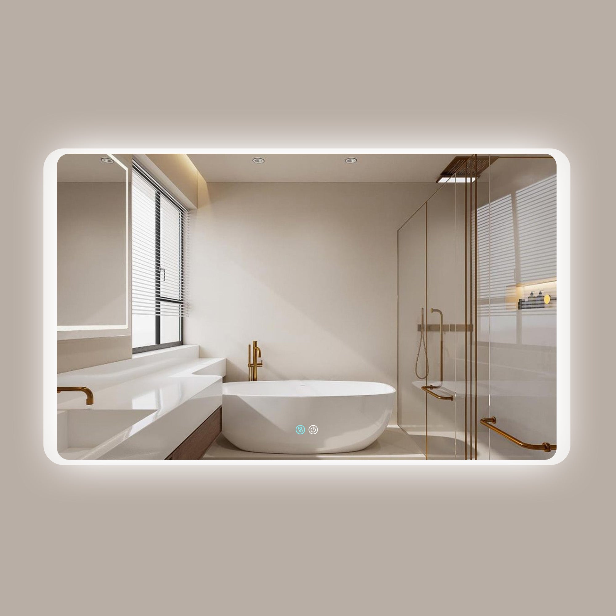 30/60 in. Rectangular Frameless LED Anti-Fog Wall Bathroom Vanity Mirror in Natural