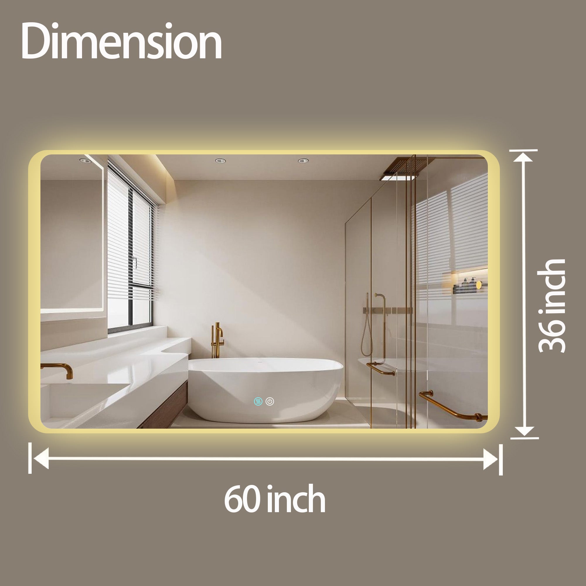 30/60 in. Rectangular Frameless LED Anti-Fog Wall Bathroom Vanity Mirror in Natural