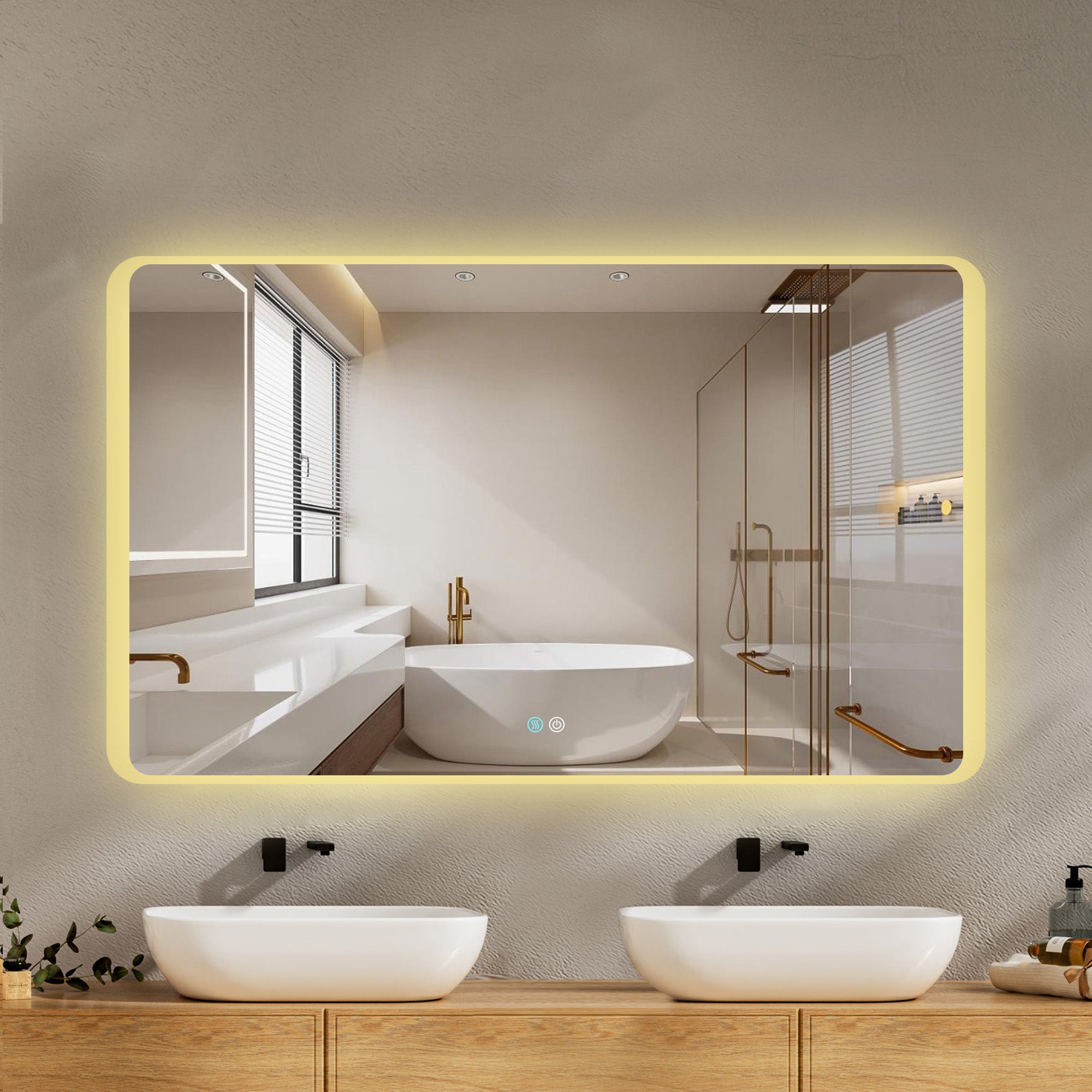 30/60 in. Rectangular Frameless LED Anti-Fog Wall Bathroom Vanity Mirror in Natural