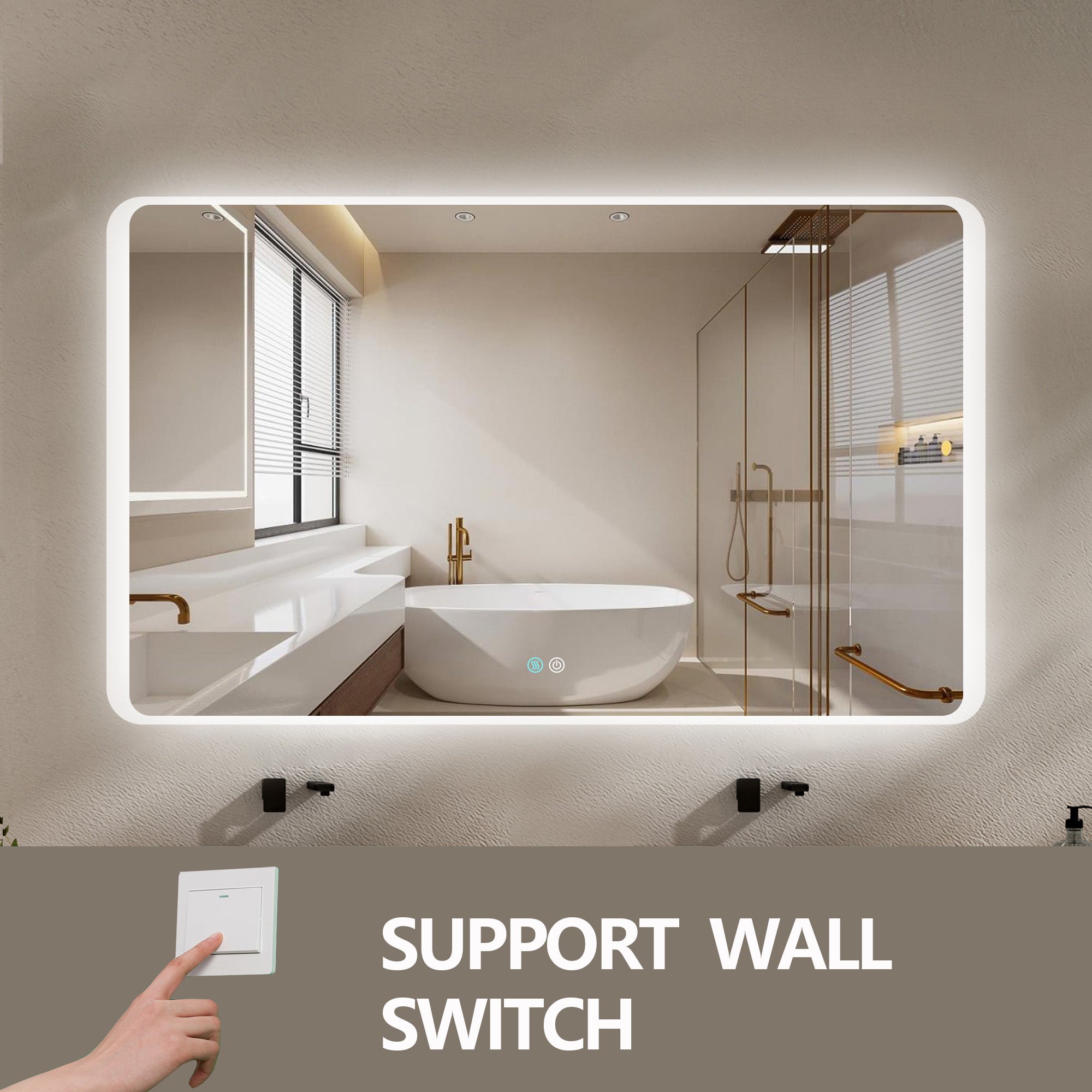 30/60 in. Rectangular Frameless LED Anti-Fog Wall Bathroom Vanity Mirror in Natural