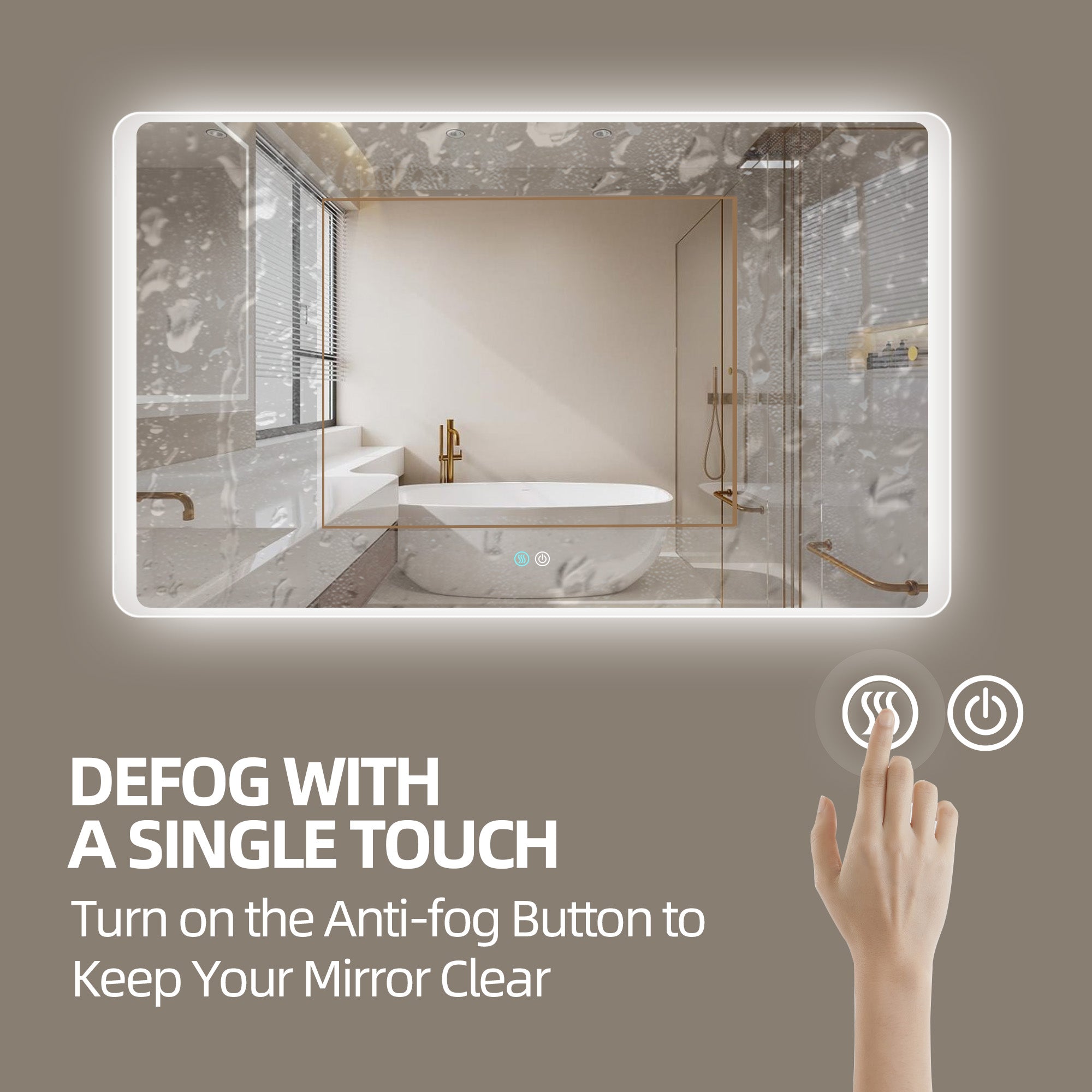 30/60 in. Rectangular Frameless LED Anti-Fog Wall Bathroom Vanity Mirror in Natural