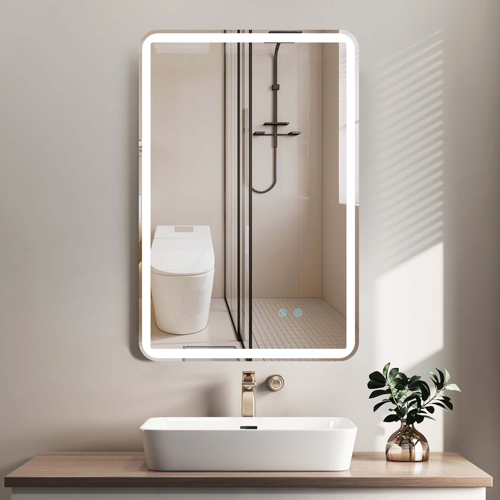24/42/60 in. Rectangular Frameless LED Anti-Fog Wall Bathroom Vanity Mirror in Natural