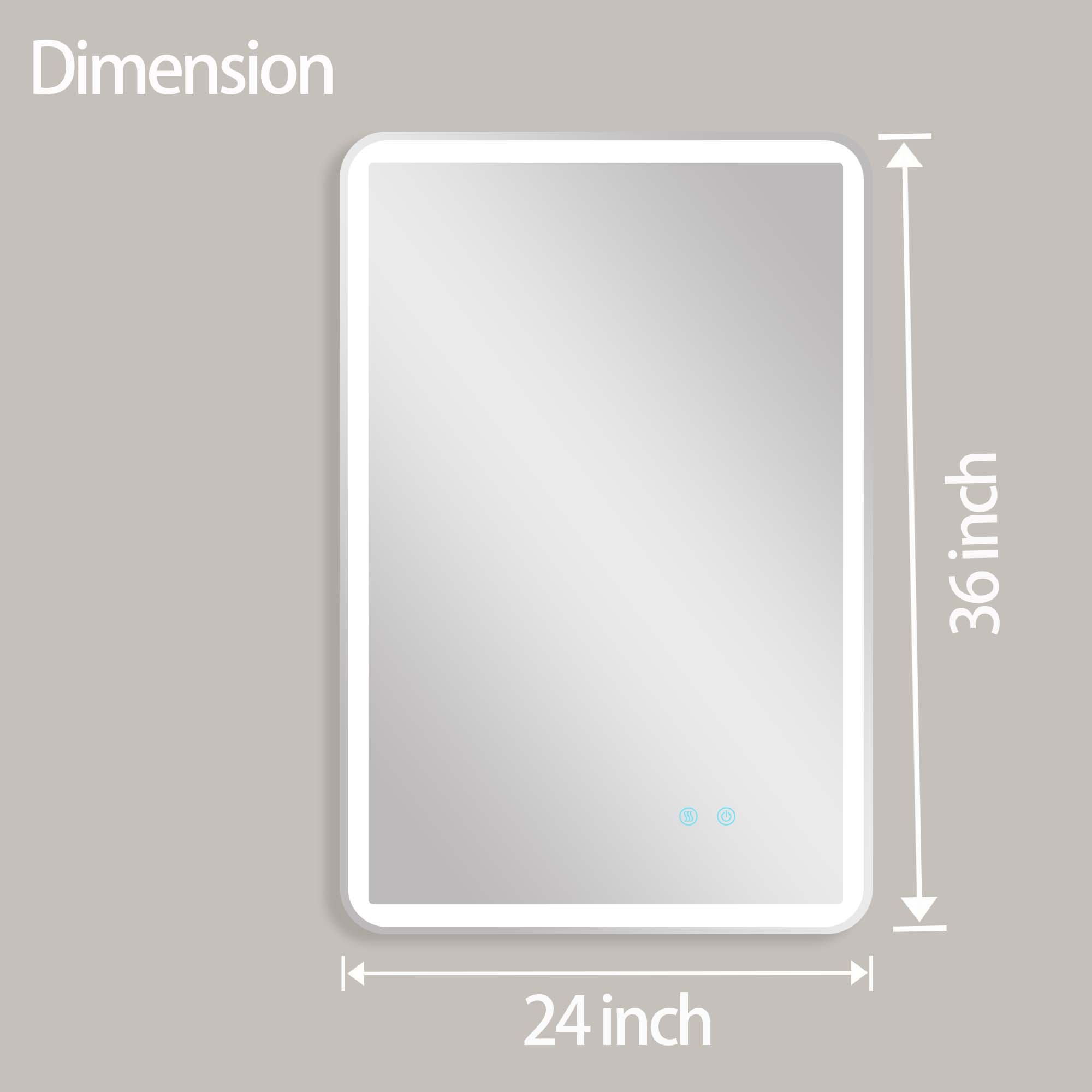 24/42/60 in. Rectangular Frameless LED Anti-Fog Wall Bathroom Vanity Mirror in Natural