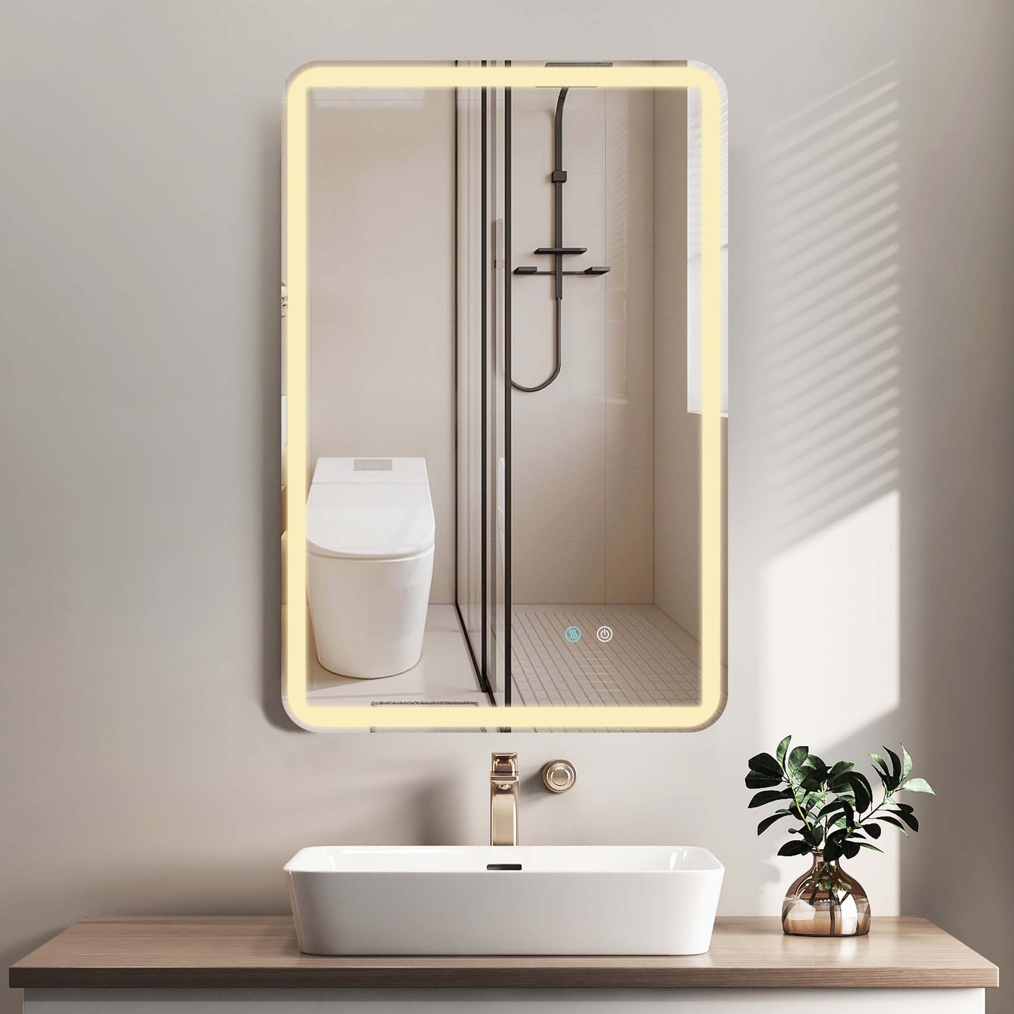 24/42/60 in. Rectangular Frameless LED Anti-Fog Wall Bathroom Vanity Mirror in Natural