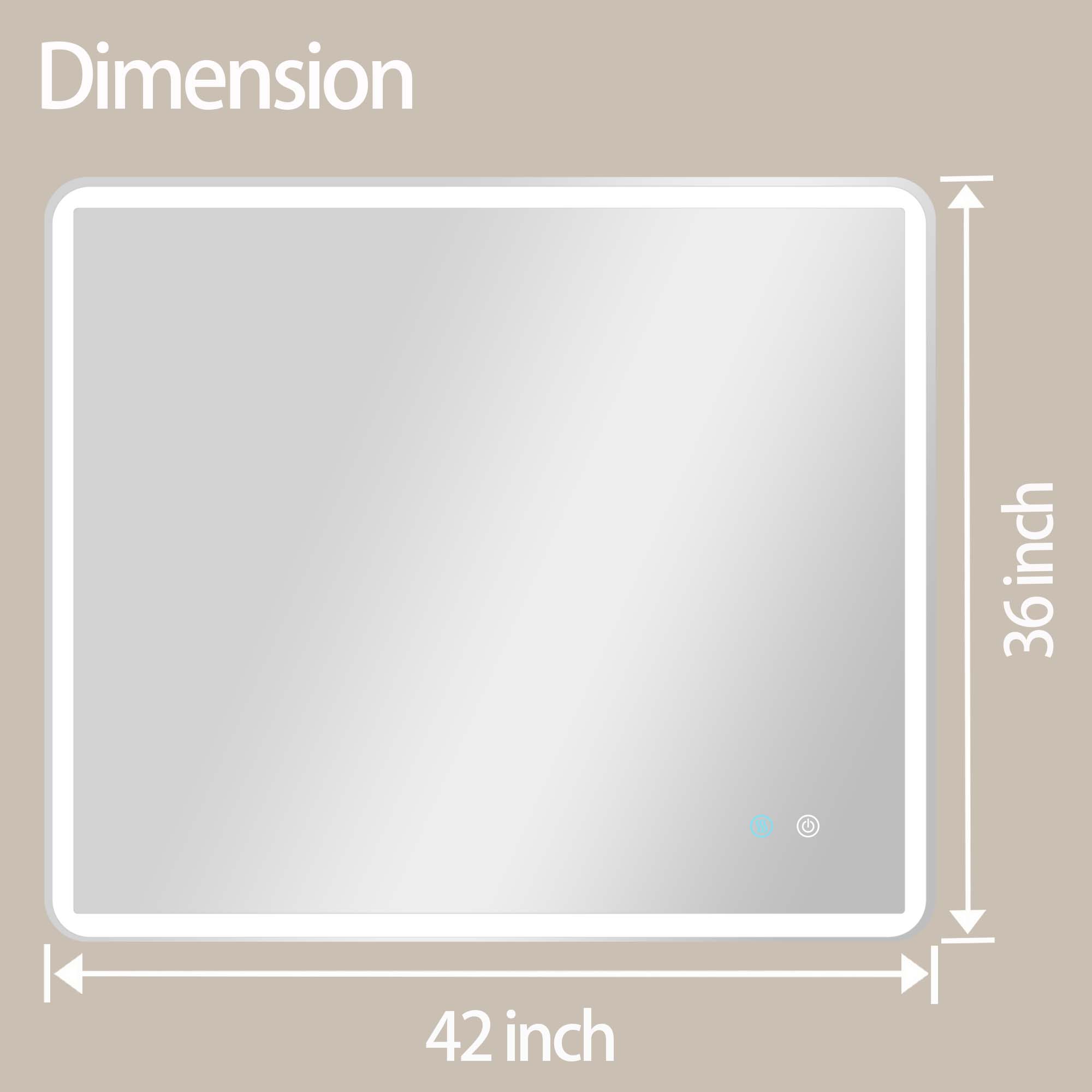 24/42/60 in. Rectangular Frameless LED Anti-Fog Wall Bathroom Vanity Mirror in Natural