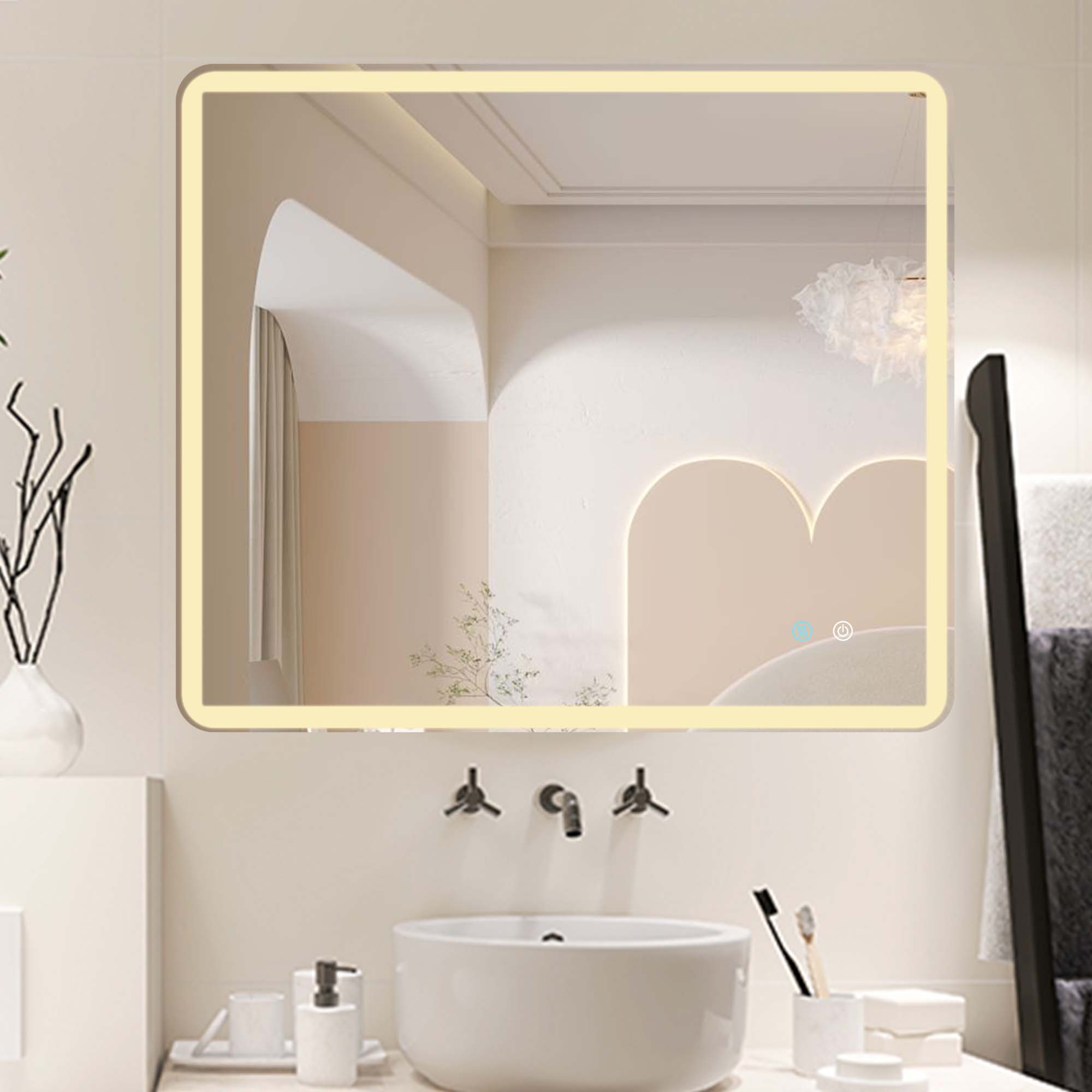 24/42/60 in. Rectangular Frameless LED Anti-Fog Wall Bathroom Vanity Mirror in Natural