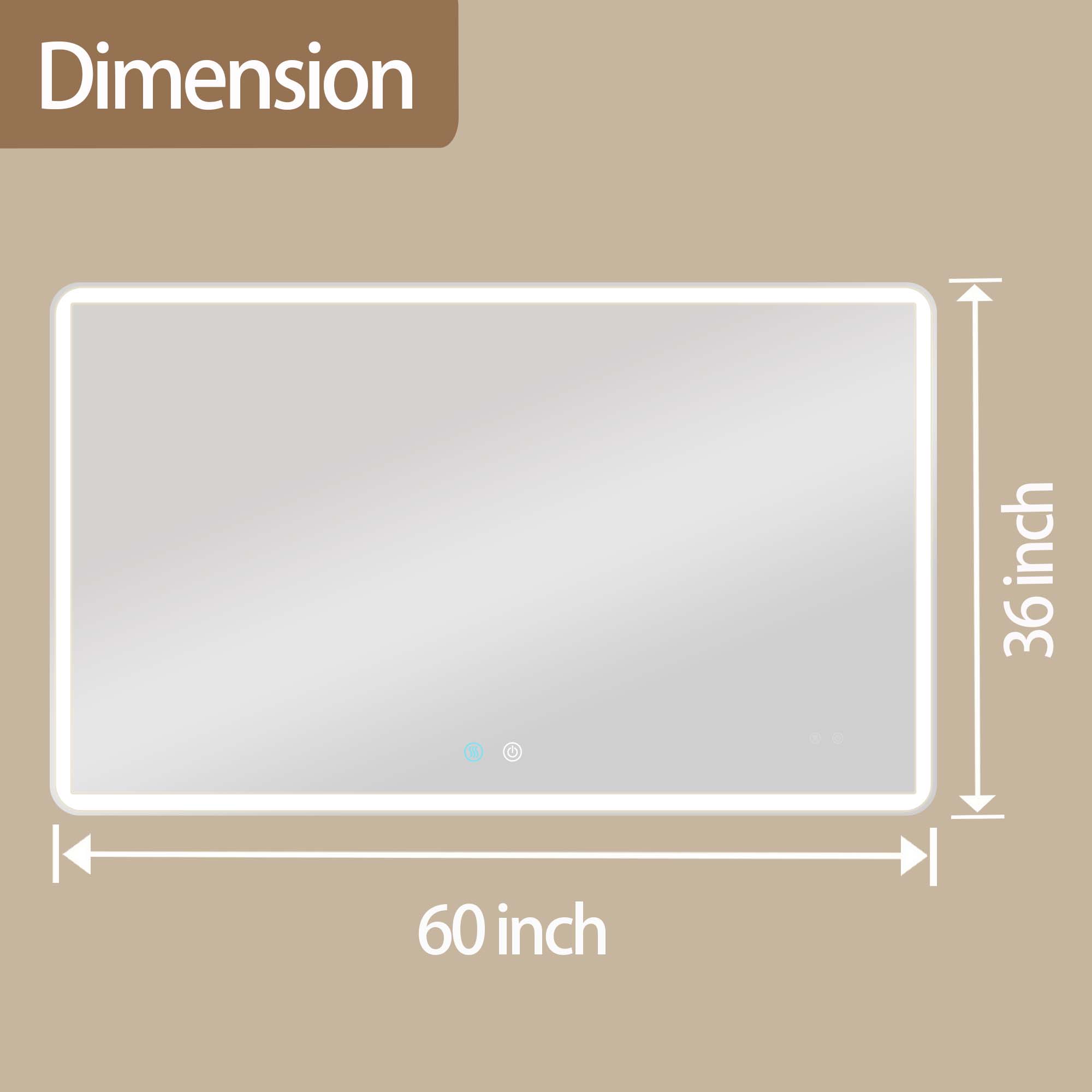 24/42/60 in. Rectangular Frameless LED Anti-Fog Wall Bathroom Vanity Mirror in Natural